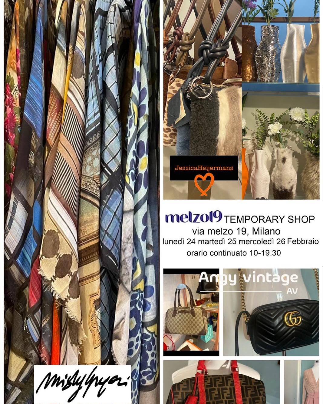 POPUP Melzo19
Per presentarvi i miei nuovi Maxifoulard
Creatività in boutique dove selezionare accessori e abbigliamento vintage di @angyvintage.
Le borse di @jessicaheijermans
📍lunedì 24 Martedì 25 e mercoledì 26 FEBBRAIO
📍Via Melzo 19 - Milano
📍orario continuato 10.30/19.30
.
.
.
#madeincomo #madeinitaly #scarf #accessories #fashionstyle #maxifoulard #popup #followers