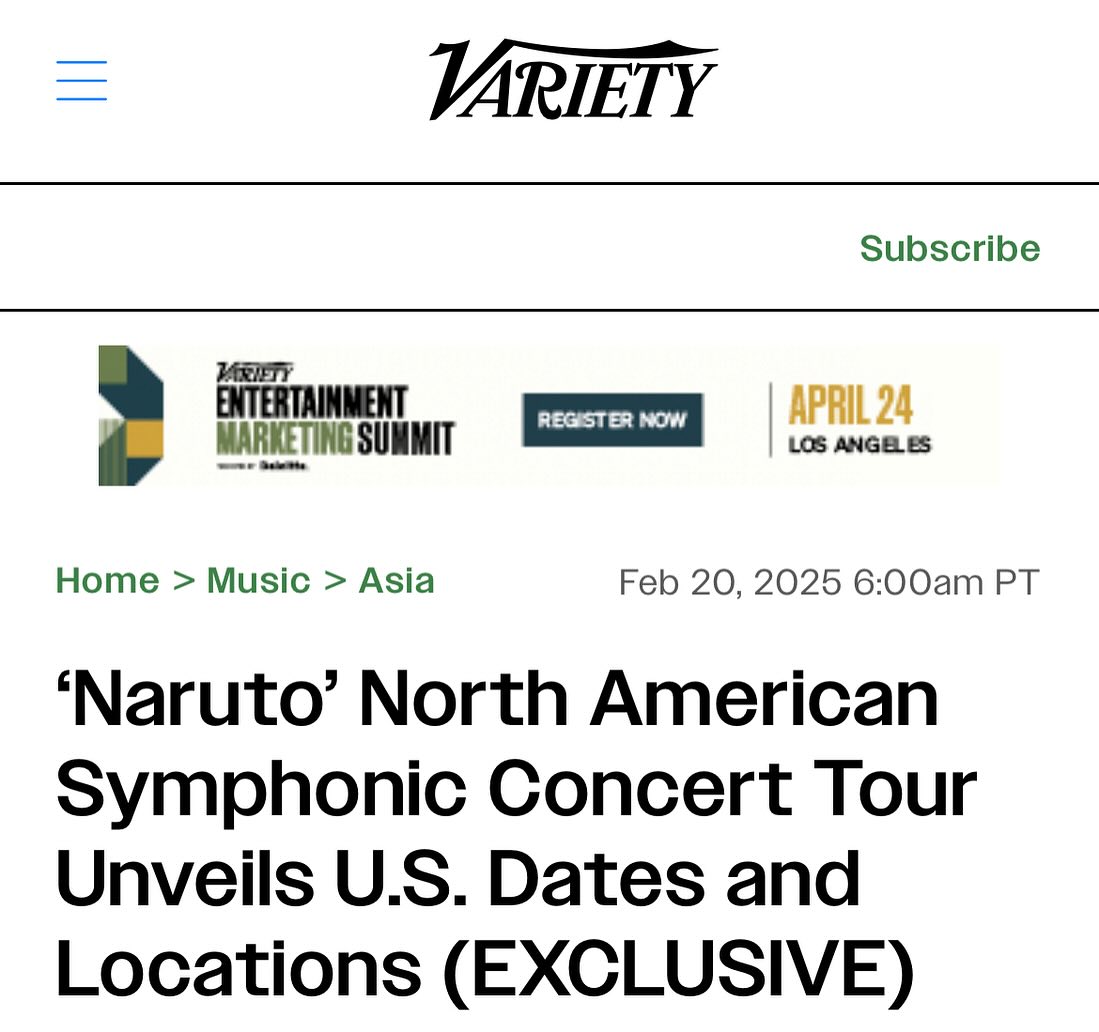 I guess the cat’s out of the bag…
Thanks @variety for the feature!
More details coming soon ✨✨
#naruto #concert #musician #conductor #music #tour #touring #tourlife #narutoshippuden #anime #manga #narutouzumaki #livemusic #musicdirector
