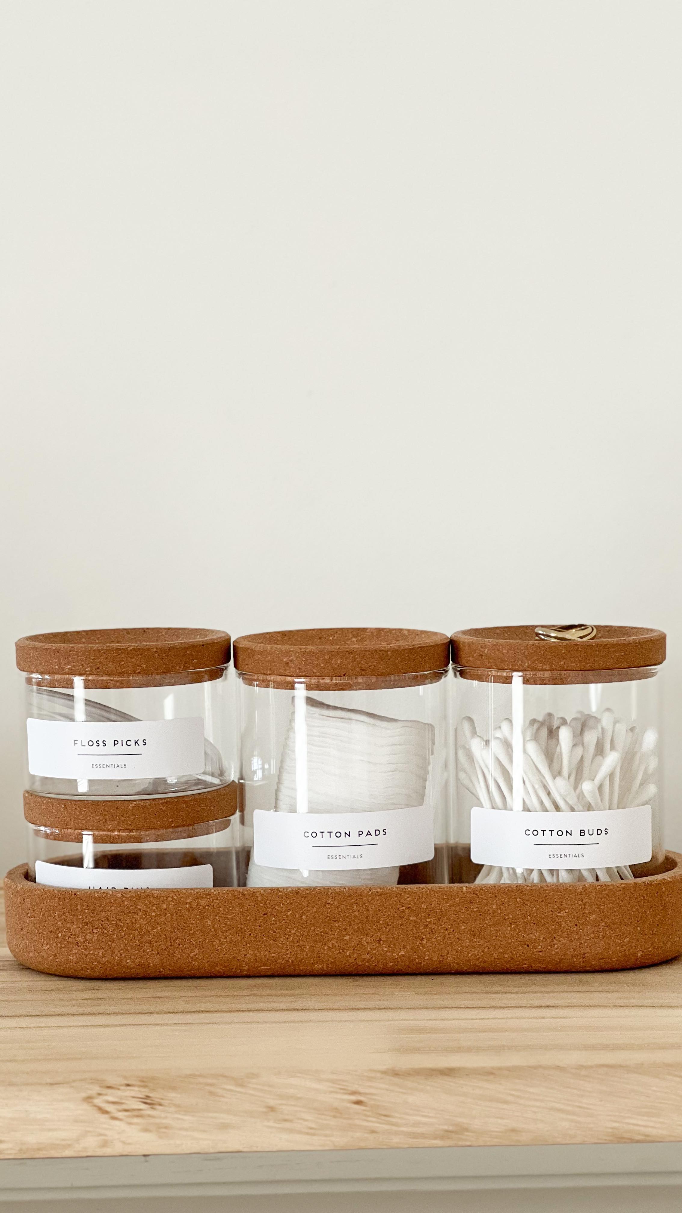 Organised home,organised mind
Set of cork jars, tray and personalised labels
#bathroomdetails #guestroom #airbnbdecor