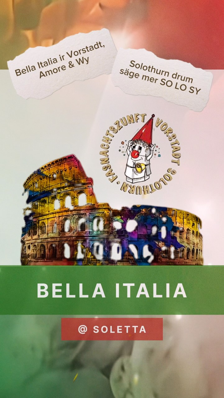 Bella Italia ir Vorstadt, Amore und Wyy, drum säge mer so lo sy.
Gli geids los und mir freue üs aui zäme ufene tolli Fasnacht 2025 🥳
.
.
.
.
.
.
.
.
.
.
.
.
.
.
.
.
.
.
.
.
.
.
.
#fasnacht #vorstadtzunft #fasnacht2025 #fasnachtsolothurn #solothurnerfasnacht #solothurn #solothurnstadt #umzug #fasnachtsumzug #fasnachtsoledurn #soledurn #solothurnvorstadt #vodöthär #2025 #carneval #vorstadtsolothurn #solothurner #solothurn_city #solothurnlieblingsstadt #fasnacht #solosy #honolulufasnacht #fasnachtszunft #zunft