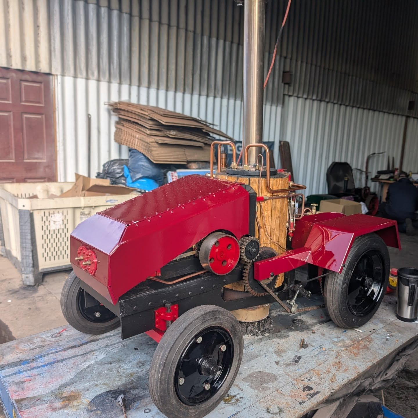 Freshly out of the paint shop is this quirky little 3" Caradoc steam tractor, designed by John Hainings as his vision of a steam powered modern farm tractor.
Overall a nicely made engine which ticks over lovely. Interestingly, lubrication of most moving parts is handled by a centralised system running off the crank driven lubricator.
Full information will be listed on the website shortly after we have sorted out a few final jobs but for anyone looking for a fun and unusual little engine this could fit the bill.
At just £4950 it's also one of the cheapest ways onto the rallyfield with a practical and usable sized engine.
.
.
#miniaturesteam #modelengineering #steamtractor #steamengine