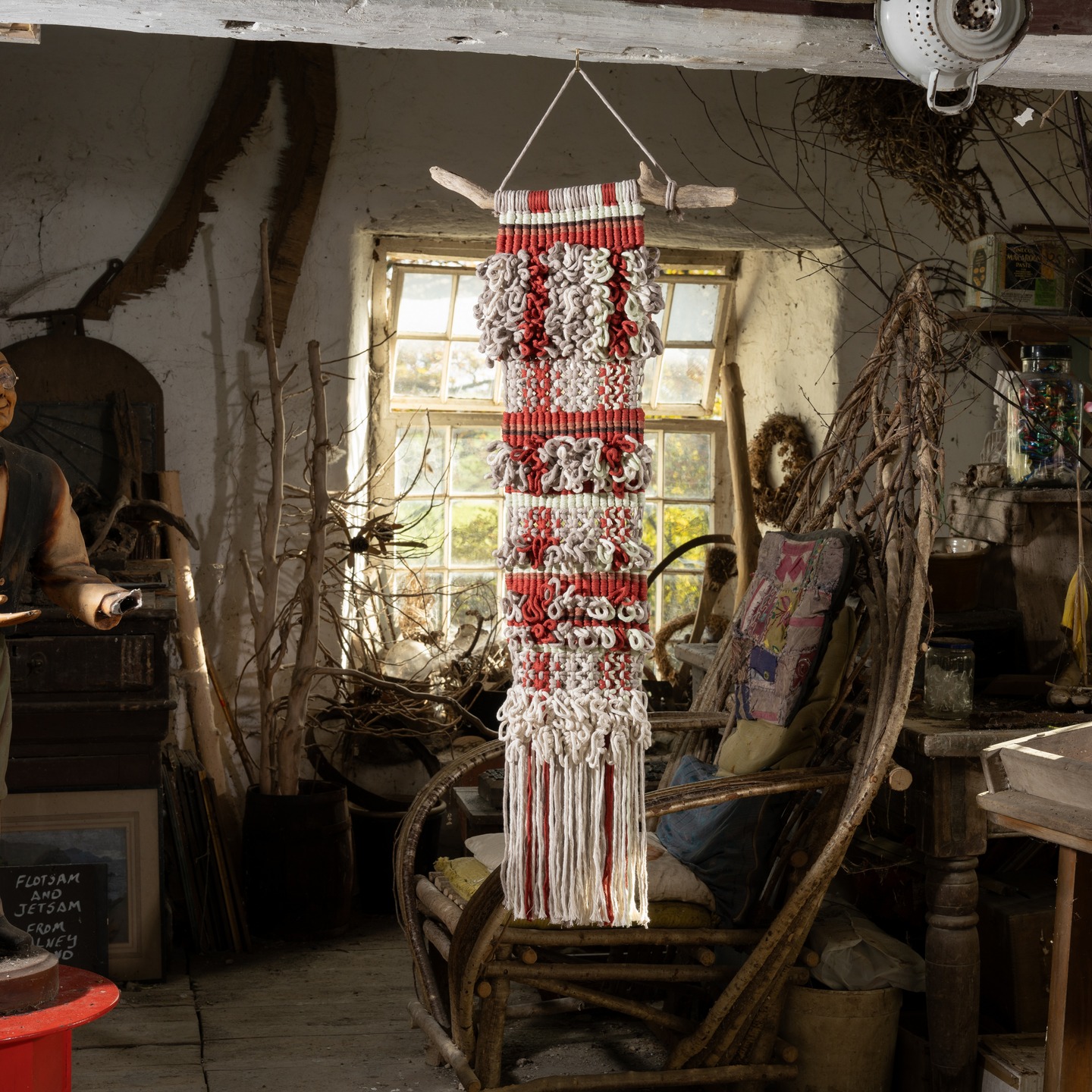 'Winter Snug' - a visually striking and invitingly tactile handcrafted macrame wall hanging. The design features dense macrame knotting and layers of Rya loops. The piece is framed with a natural driftwood dowel.
karenmorganart.com
info@karenmorganart.com
#texturalart #macrame #wallhanging #art #interiordecor #fibrearts #wallart
