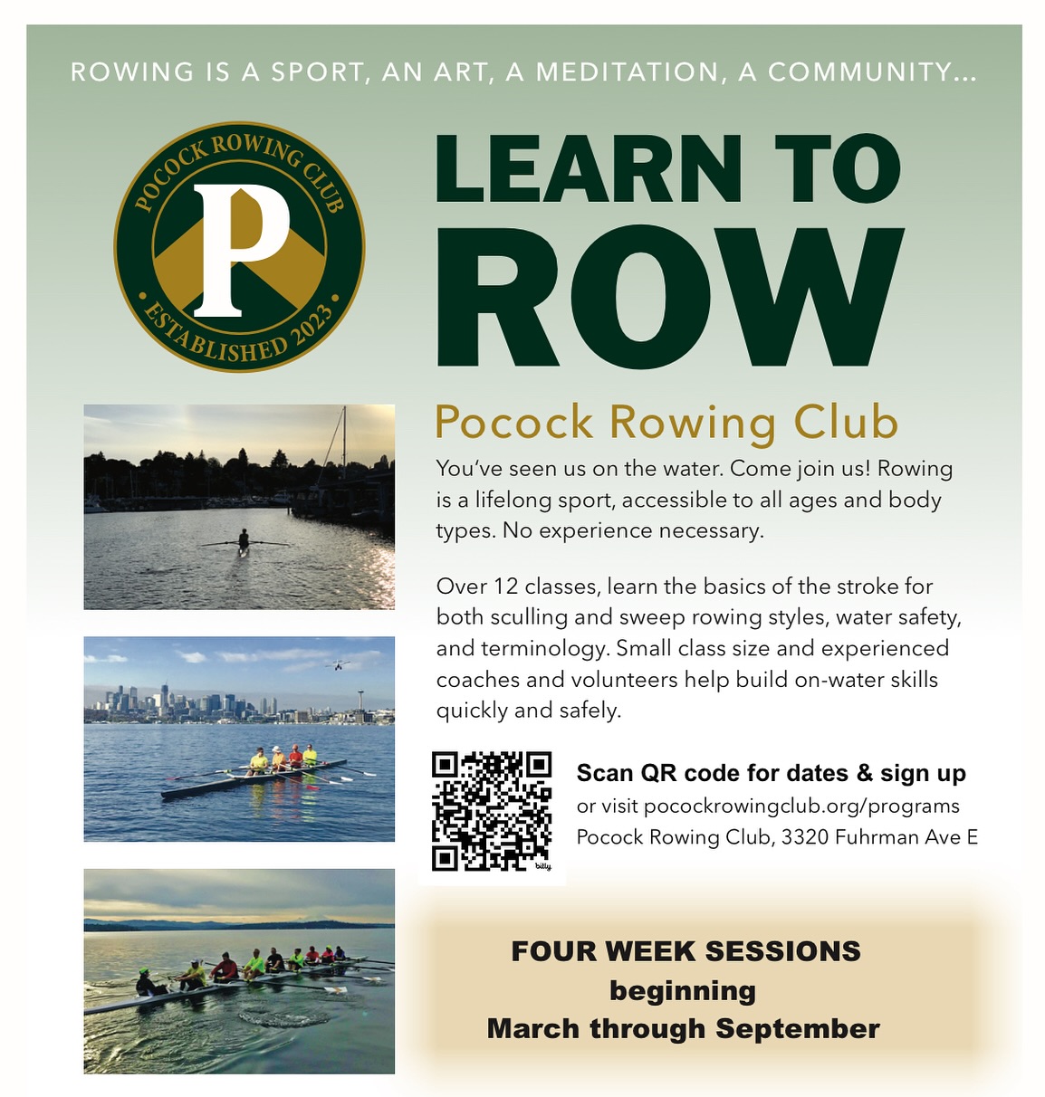 2025 Learn to Row at Pocock Rowing Club is LIVE!! ✨✨
Join us for a 12-session learn to row camp - small classes, spectacular coaches, and boats with one oar AND boats with two oars! Send us a message for more details or visit our website linked in bio.