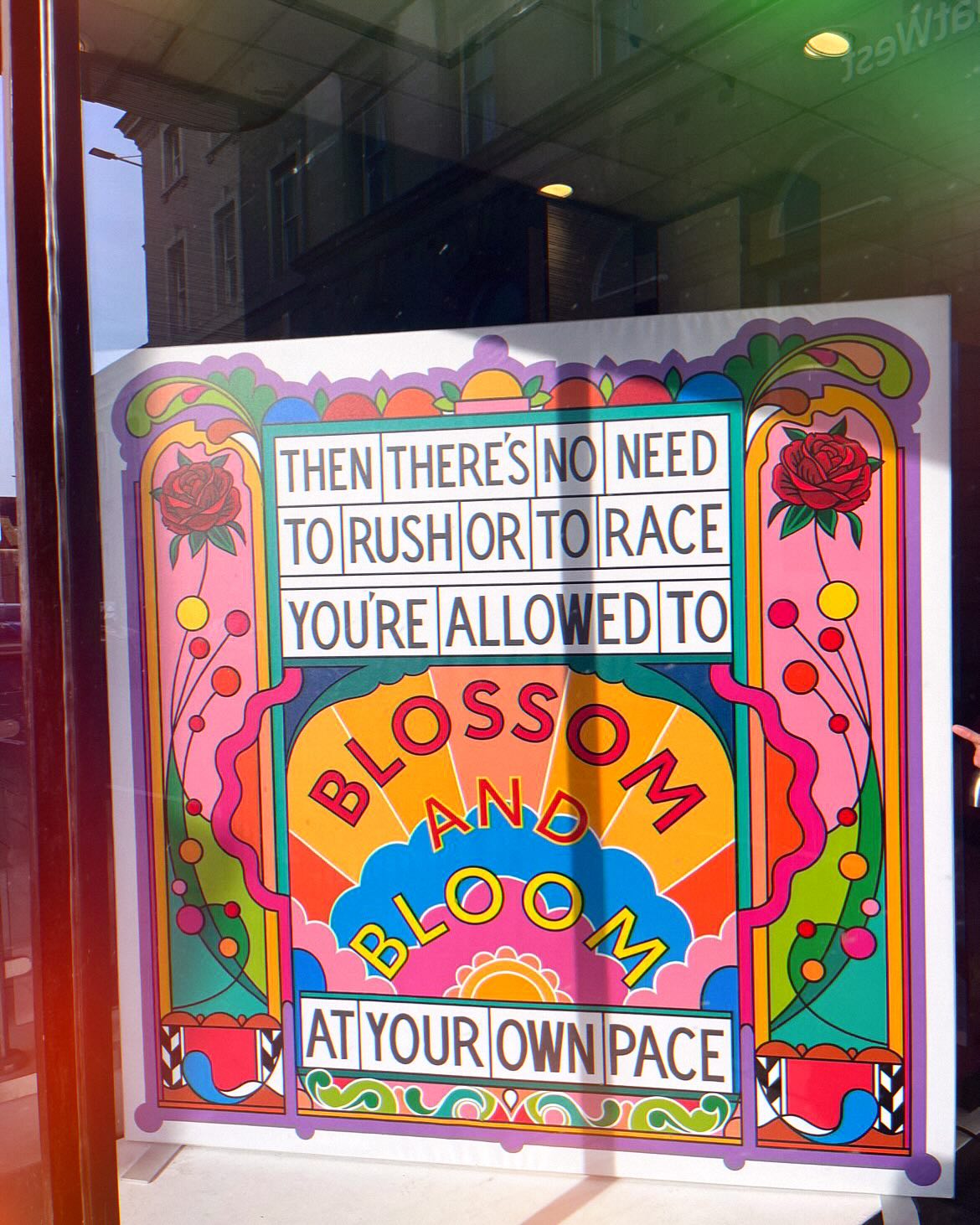 As part of Lincoln Lights, I was commissioned to facilitate a workshop with young people on the theme of hope and joy. Some of their quotes were projected along the trail and from the poem I created, 2 lines were chosen to make an artwork for House of Fraser’s window. I love how it all turned out 🥰