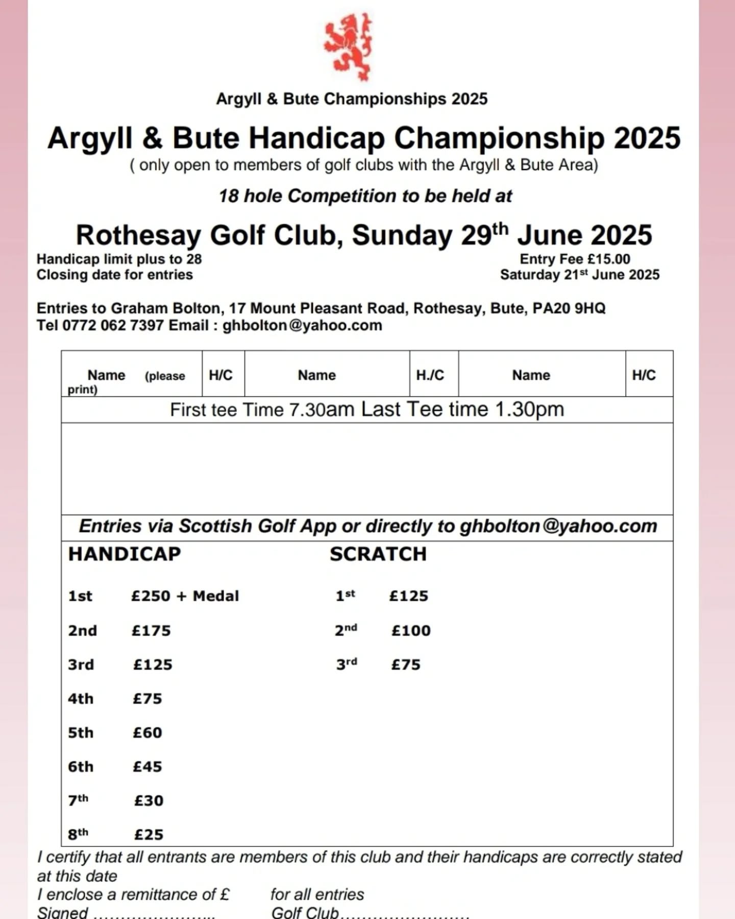 DATE FOR YOUR DIARY!!!!! .....29th JUNE 2025.... ARGYLL & BUTE HANDICAP CHAMPIONSHIP 2025
#golf #scottishgolf #argyllandbutegolfunion #rothesaygolfclub