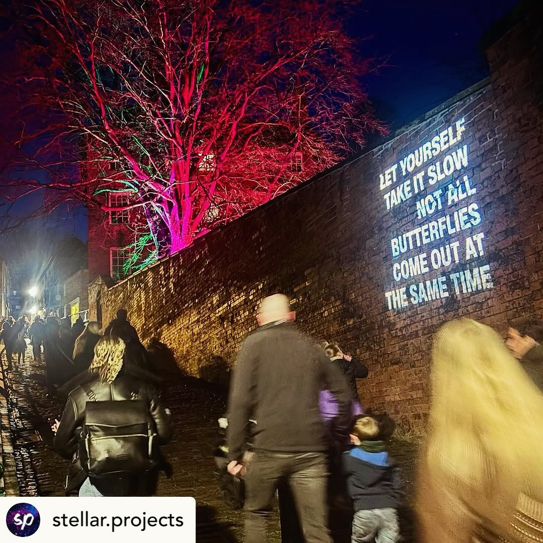 Posting again to celebrate @stellar.projects and @thresholdtv for commissioning me and to the very talented @rebecca_strickson_illustration for creating this magnificent work of art from my poem ✨✨
@stellar.projects We had so much fun as part of Lincoln Lights earlier this week! 🌠😁
@thresholdtv Studios did a fantastic job bringing Lincoln’s historic streets alive with illuminated installations, mesmerising performances, and interactive works created by artists from across the UK. Artists like us!
Hundreds of people contributed to our installation The Bright Side - we invited folks connected to Lincoln to spread positivity throughout the community by sharing uplifting phrases and inspiring messages.
We selected a few of our favourite to be part of The Bright Side, an illuminated collection of text projections featuring on the Lincoln Lights trail.
LINCOLN LIGHTS has been made possible thanks to government funding from Be Lincoln Town Deal Fund under the Lincoln Connected project and in partnership with Threshold, @lincolncouncil and @visitlincoln
📸 Stellar Creates artworks at Lincoln Lights.