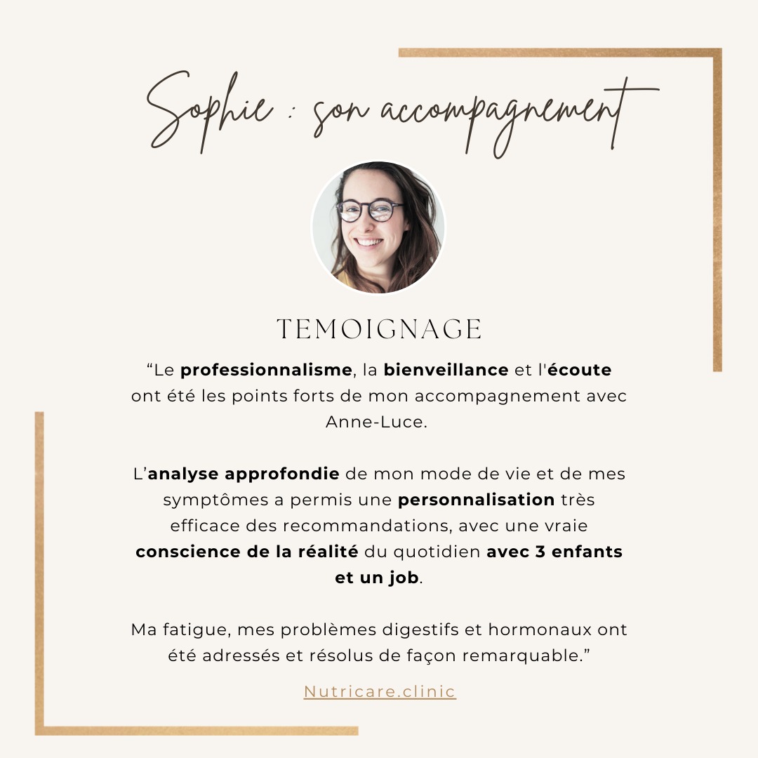 Trop occupé pour reprendre votre santé en main ? 🤯
Changer ses habitudes alimentaires et de style de vie pour reprendre sa santé en main - même quand on est "super busy" - c'est possible ! 🚀
Je suis heureuse d'avoir accompagné, pendant 3 mois, Sophie - 3 enfants et 1 job à temps plein - pour résoudre ses symptômes hormonaux, sa fatigue et son addiction au sucre 🍫. Tout cela sans “faire de régime” mais en donnant à son corps/ses cellules ce dont ils avaient besoin 🌱.
Welldone super mama ! 💪🏻✨
✅ Vous voulez en finir avec ses symptômes qui vous gâchent la vie mais vous sentez un peu dépassé par l'ampleur de la tâche ?
✅ Vous souhaitez soutenir et fidélisez vos employés en leur offrant un accompagnement nutritionnel sur mesure pour optimiser leur santé & leur performance ?
👩🏻🔬 Spécialisée en nutrition, biochimie et médecine fonctionnelle, je vous accompagne de façon durable et sur-mesure, recherches à l'appui, pour transformer votre santé par la nutrition.
👉🏻 👉🏻 Bookez dès aujourd'hui votre appel découverte gratuit sur : www.nutricare.clinic.
Particuliers et des entreprises.
#nutritherapie #micronutrition #nutritionaltherapy #nutrition #santé #health #research #santeaunaturel #coaching #performance #formation
#bienetre #santementale #transformation
#qvt #entreprises #cse #healthinvestment