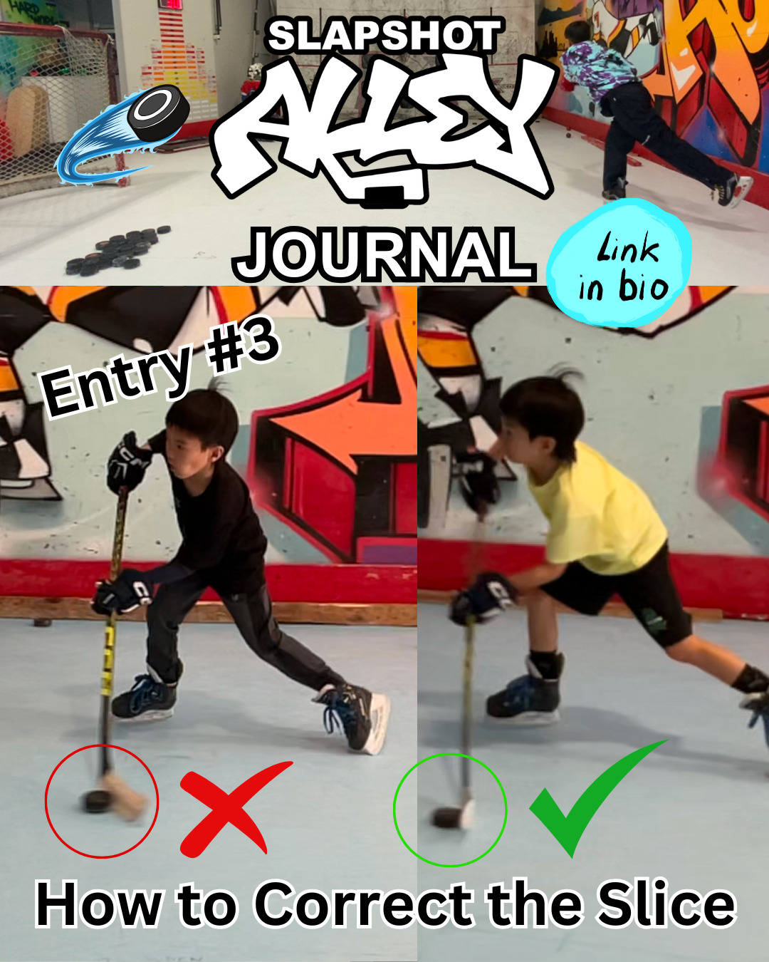 Slapshot Alley Journal Entry #3 - How to Correct the Slice Link to the blog is in the Bio - Let em rip! 🏒💥 #hockeytraining #hockeyshootinginstruction #SlapshotAlleyJournal #learnhowtoshoot