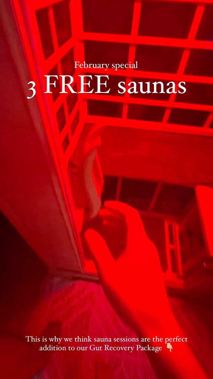 Our Gut Recovery Package is the ultimate reset. Not just for your digestive system but for every part of your body that is connected to it.
It includes:
💩 Comprehensive gut microbiome testing
💩 Naturopath appointments
💩 Colon hydrotherapy
AND if you book the Gut Recovery Package this February, we’re throwing in 3 FREE sauna sessions.
So how can an infrared sauna help?
🔥 Detoxification - sweating helps to encourage elimination of toxins and waste products that can disrupt the gut microbiome
🔥 Reduces inflammation - the heat helps to decrease inflammatory immune cell circulation
🔥 Improves circulation - supporting oxygen and nutrient delivery to the gut
🔥 Stress management - by relaxing tight muscles and triggering endorphin release (feel good chemicals). That gut-brain communication is no joke.
Don’t miss out! Offer ends in 5 days. Head to our website, click on Gut Recovery Package and you will find all of the details there. Send this to a friend who would love 🧡