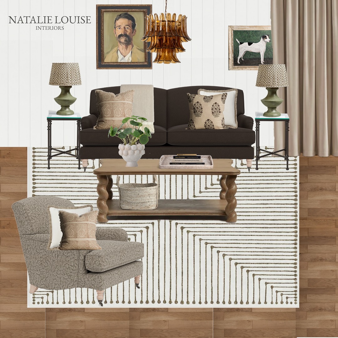 Decoding Design 🔎
This recent design of mine balances both textures & patterns. The subtle backdrop lets the linen sofa and geometric rug really stand out. Crucially, the rug anchors the entire room, remember that all furniture should sit comfortably on it for a cohesive feel.
The warm, earthy palette is grounded by the sofa and brightened by lighter tones and pops of green. Oh and the amber chandelier adds hint of vintage glam.
This design seamlessly both mixes old & new. Classic furniture is used alongside a contemporary rug and vintage art work, while the vintage chandelier adds intrigue. Personal touches like books and artwork help to make a space feel like a home.
Hi, I’m Natalie the Interior Designer behind Natalie Louise Interiors and I can help you to make your house, your home 🏡 ✨
📞 07590 190016
📧 natalielouiseinteriors@gmail.com
🖥️ www.natalielouiseinteriors.com
#interiordesign #surreyinteriors #surreydesign #designer #classicinteriors #classichomes #makeyourhouseyourhome #natalielouiseinteriors #traditionalinteriors #contemporaryinteriors #vintageartwork #artwork #sofa #chandelier