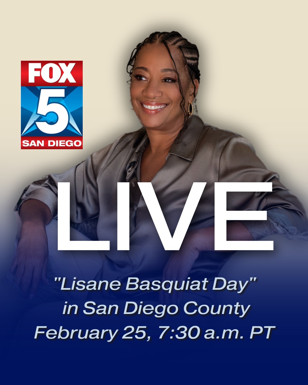 #Repost Tuesday, February 25, 2025 is a special day for @lisanebasquiat, CEO of @herahubcarlsbad and @shapingfreedom. Watch her on Fox 5 San Diego's Morning Show to share her well-deserved, exciting news.
----
📣 Excited to share I'll be on the morning news and receiving a proclamation from District 3 of the San Diego County Board of Supervisors tomorrow, February 25, 2025!
I'm honored to be recognized as a community leader and cultural advocate during Black History Month and for International Women's Day.
I’ll be live on Fox 5 San Diego at 7:30 a.m. PT to talk about it!
Tune in here: fox5sandiego.com 📺
Can’t wait to share this with you all! 💙
#LisaneBasquiatDay #Fox5SanDiego #LiveFox5 #HeraHubCarlsbad #Proclamation #SanDiego #InternationalWomensDay #BlackHistoryMonth #Shero