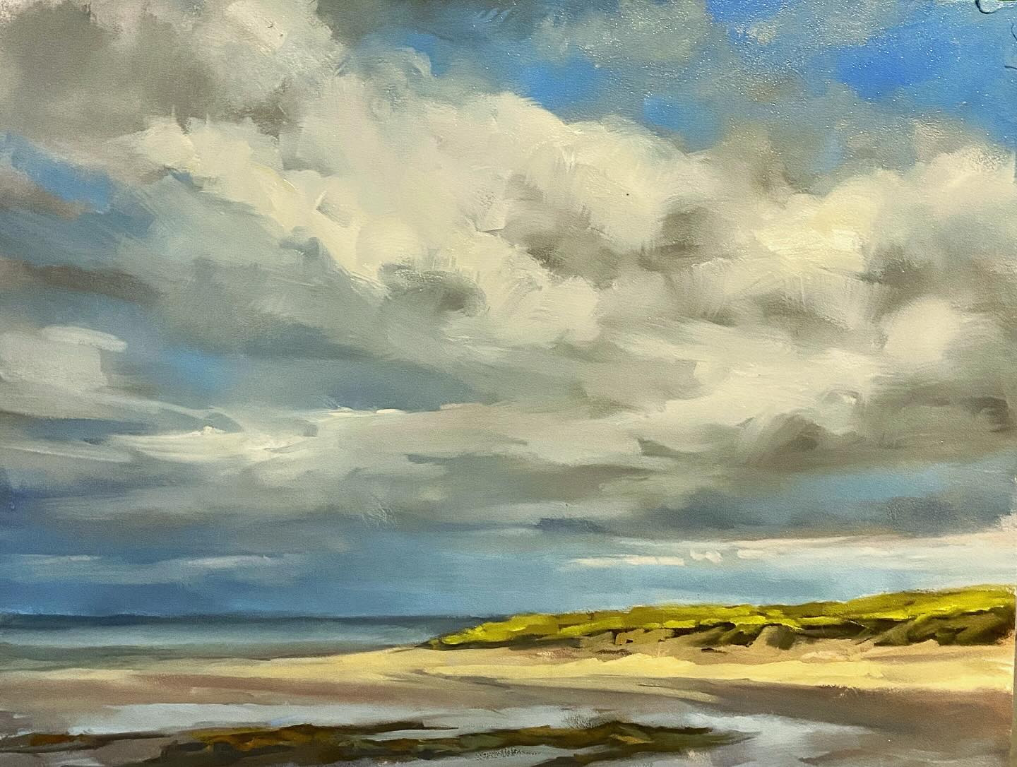 Throwback to a trip to the Gower - and a virtually empty beach despite it being May Bank holiday!!
I sketched on the beach, and took about a zillion photos – one is here- and based this painting on that. I was going to do a sky outside for the #walsomskystreak sky challenge, but the warmth of the Studio, and the lack of gail force winds with the potemtial to blow away my kit, , meant that staying in was a better option for today! So I painted this …..
Thanks @chrishujames61 for organising the Gower paintout every year- paint out – I highly recommend it- it’s very casual – you just pitch up in the Gower and he circulates a list of where to meet at 10 o’clock each morning, usually with a meet up in a café or pub later during the day. Most places have parking nearby-
I can’t make it this year but will be back.
#gowerpeninsula #maybankholiday #morecloudsplease #walkonthewildside #beachcombinglife #pleinairlife