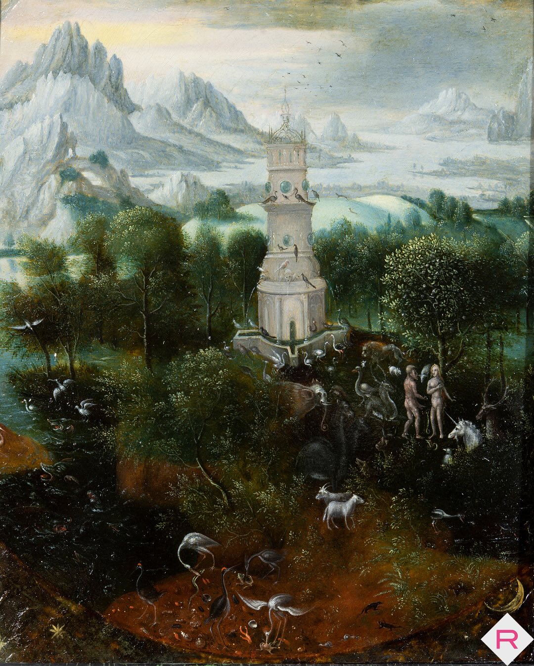 As TEFAF Maastricht 2025 approaches, weāre reflecting on some of the artworks that have passed through our studio before being exhibited on previous @tefaf editions.
One particularly exciting project was Herri met de Blesā Garden Paradise with Adam and Eve.
The paintingās glossy varnish and extensive overpainting obscured the original surface. As conservation progressed, technical analysis and careful cleaning led to a remarkable discoveryāthe artwork was once part of a larger circular composition. Overpaint in all four corners had masked celestial elements: a moon and stars in the lower corners, and a bright sky with birds above. The presence of a distinct circular division line confirmed that the panel had been intentionally cut down at some point in its history.
This discovery strengthens the paintingās connection to a similar panel by Herri met de Bles in the @rijksmuseum, Paradise (c. 1541ā1550). Many elementsāsuch as the tower, animals, sea monsters, and mountain landscapeāclosely resemble those in the @rijksmuseum painting.
By revealing the paintingās true extent and delicately retouching areas of loss, this masterpiece has regained its visual harmony and historical integrity.
Stay tuned as we continue sharing more insights leading up to TEFAF 2025!
#artconservation #studioredivivus #museumquality #rijksmuseum #flemishart #hiddenmasterpieces #herrimetdebles #tefafmaastricht