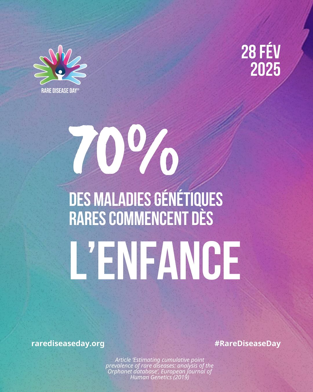 🎗️ J-3 Journée Internationale des Maladies Rares – Unissons nos voix ! 🎗️
Nous voulons sensibiliser, soutenir et faire avancer la recherche. Ensemble, donnons de la visibilité à ces pathologies et apportons notre soutien aux familles concernées.
Les maladies de l’empreinte du chromosome 20 (IPPSD), des maladies rares encore trop méconnues. Ces troubles génétiques impactent la croissance, le métabolisme et le développement, mais chaque personne touchée est bien plus qu’un diagnostic !
💙 Partagez ce message pour briser le silence et faire entendre notre voix !
👉 Pour en savoir plus : rarediseaseday.org
#JournéeDesMaladiesRares #MaladiesRares #AssociationK20 #JIMR2025 #RareDiseaseDay #unispourvaincre