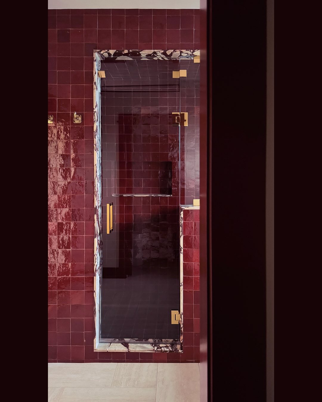 Would you dare to go this bold in your bathroom?
When design meets drama, magic happens. This master bathroom combines rich bordeaux tiles, bold Violetta marble veining, and timeless brass fixtures—all crafted to create a luxurious, high-contrast retreat. Every detail is intentional, from the deep, moody tones to the unexpected texture that brings warmth and elegance to the space.
Swipe through for a sneak peek of this statement-making design coming together. ✨
Which detail speaks to you the most? Let me know below! 👇
#LuxuryBathroom #BoldInteriors #BathroomDesign #StudioVoltaire #HighEndInteriors #MarbleMagic