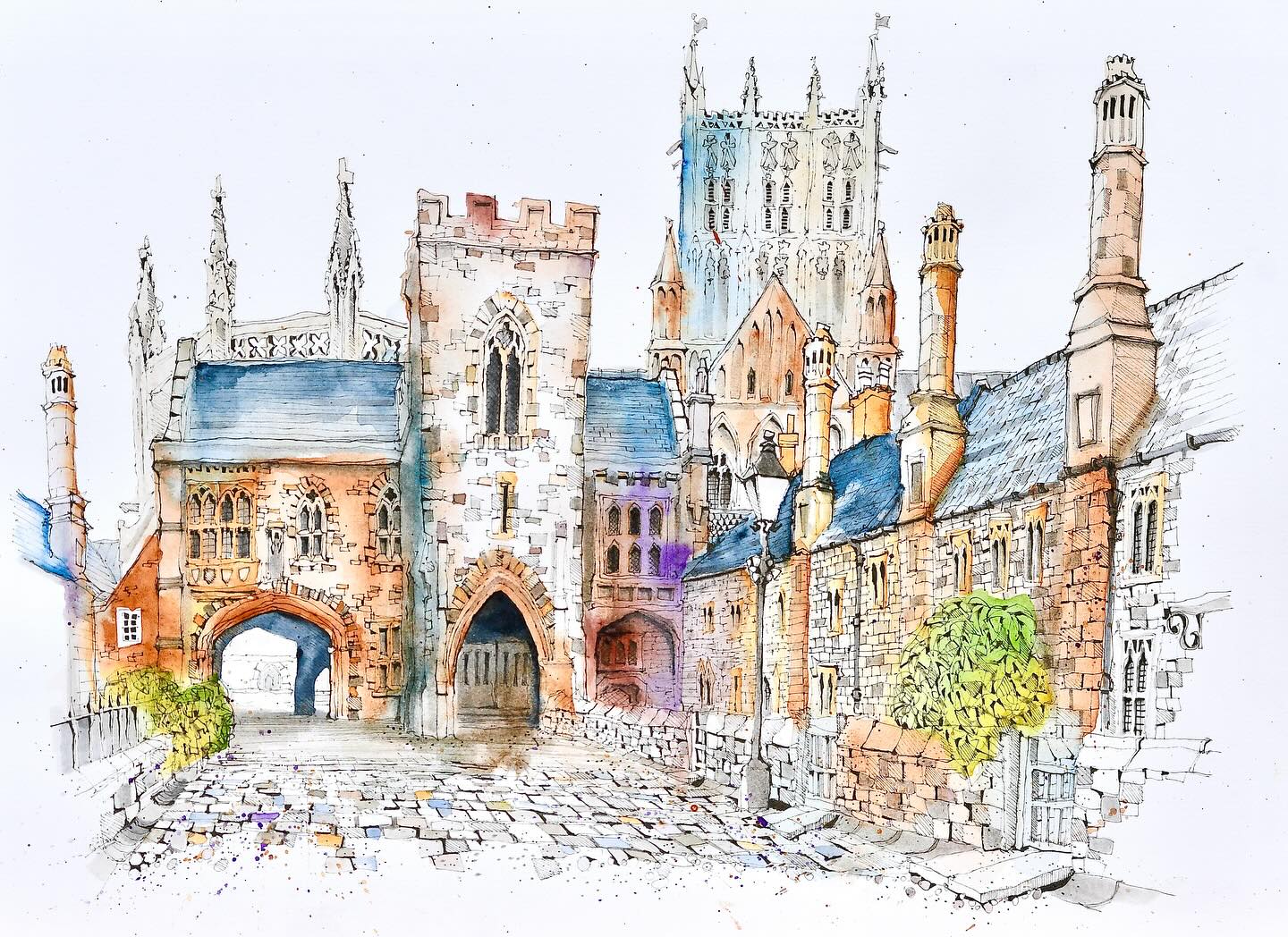One from last week’s visit to Wells in Somerset: a view of the oldest complete medieval street in England, Vicar’s Close, with the cathedral behind.
.
#art #artistsoninstagram #drawing #urbansketching #urbansketch #urbansketchers #kunst #oxfordshireartweeks #artist #watercolor #watercolour #watercolorpainting #penandink #penandinkdrawing #sketching #global_sketchers #usk #somerset # #draw #artwork #Wells #wellscathedral