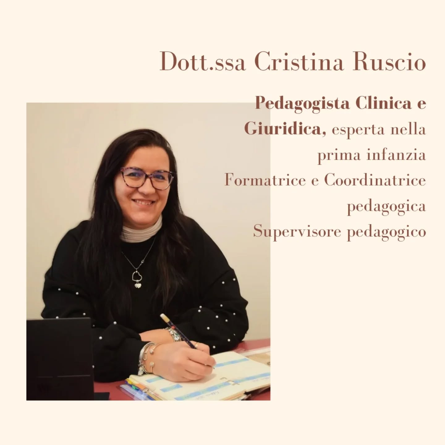𝐃𝐨𝐭𝐭.𝐬𝐬𝐚 𝐂𝐫𝐢𝐬𝐭𝐢𝐧𝐚 𝐑𝐮𝐬𝐜𝐢𝐨
Pedagogista clinica e giuridica
Esperta della prima infanzia
Formatrice
Consulenze genitoriali e formazioni per personale docente.
Richiedi maggiori informazioni e fissa il tuo appuntamento scrivendo a:
pedagogia.sostegno@gmail.com
#pedagogista #educazionerispettosa #coordinamento #formazione #consulenza