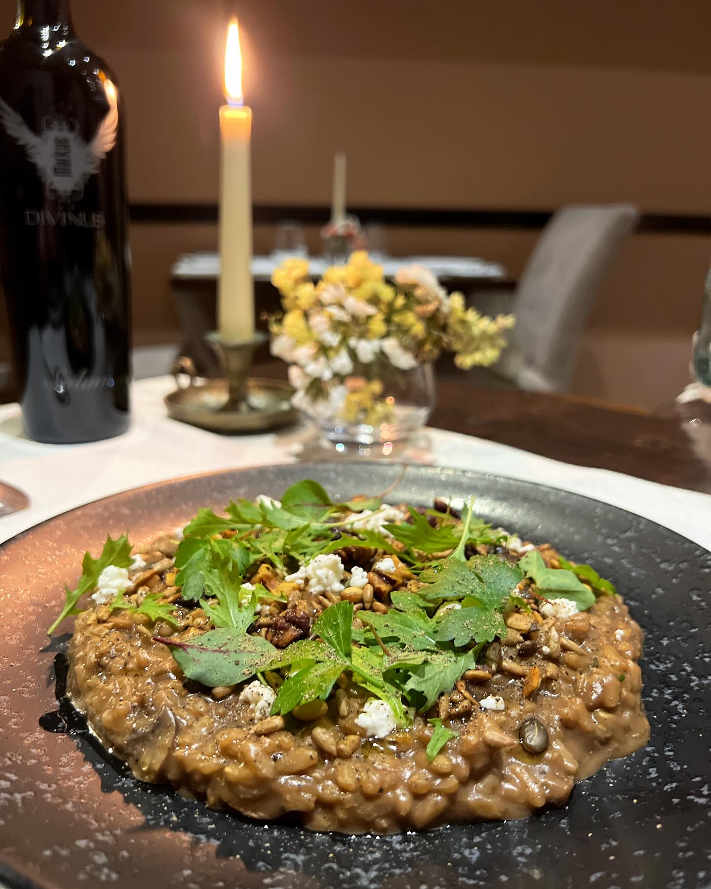 An Evening at Townhouse No.3 with Solum 2021
Townhouse No.3 in Rabat has been a strong supporter of Markus Divinus wines from the very beginning. Today, they proudly feature two full pages dedicated to our wines, including multiple vintages—a true showcase of our journey. To celebrate this ongoing collaboration, we opened a bottle of Solum 2021, our latest vintage, to pair with an indulgent menu crafted with bold flavors and refined execution.
We started with a cream of green lentils & local beef cheeks, a rich and velvety dish that allowed Solum 2021’s dark fruit and spice to shine. The porcini & chestnut mushroom risotto, topped with spiced seeds, nuts, and salted Benna ricotta, provided an earthy depth that played beautifully with the wine’s structure and freshness.
For the main course, we enjoyed a char-grilled, dry-aged sirloin—hand-selected and cooked to perfection. Accompanied by a mushroom sauce, green peppercorn jus, roasted Mediterranean vegetables, and triple-cooked chips, this dish was a natural match for Solum 2021’s balanced tannins and elegant oak integration.
To finish, we indulged in cinnamon and carob ice creams, a unique local touch that rounded off the evening beautifully.
With its intimate setting, exceptional service, and an unmatched selection of Markus Divinus wines, Townhouse No.3 remains a must-visit for wine lovers and food enthusiasts alike.
#MarkusDivinus #Solum2021 #TownhouseNo3 #WineAndDineJourney