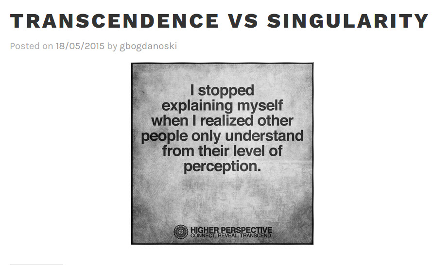 10 years ago on my blog
https://gbogdanoski.wordpress.com/2015/05/18/transcendence-vs-singularity/
