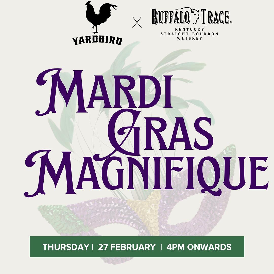 Come celebrate Mardi Gras at Yardbird this Thursday from 4pm 🎉 Celebrate like you’re on Bourbon St in New Orleans with live music, themed cocktails like a Hurricane, Sazerac, or Bourbon Smash with Buffalo Trace bourbon, and a Louisiana-inspired menu, including a Southern Seafood Boil 🙌