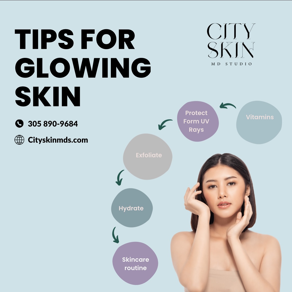 For glowing skin, keep it simple✨:
1. Stay Hydrated: Drink plenty of water.
2. Cleanse Gently: Wash your face with a mild cleanser twice a day.
3. Moisturize Daily: Use a good moisturizer suited to your skin type.
4. Use Sunscreen: Protect your skin from sun damage every day.
5. Eat Well: Go for fruits, veggies, and healthy fats.
6. Get Enough Sleep: Rest helps your skin repair and glow.
7. Exfoliate Weekly: Remove dead skin cells once or twice a week.
Consistency is key! 🔑 #cityskinmds #friendlyreminder #glowingskincare #easytips #stayhydratedmyfriends #beautytips #beautybloggers #smallbusinessowner