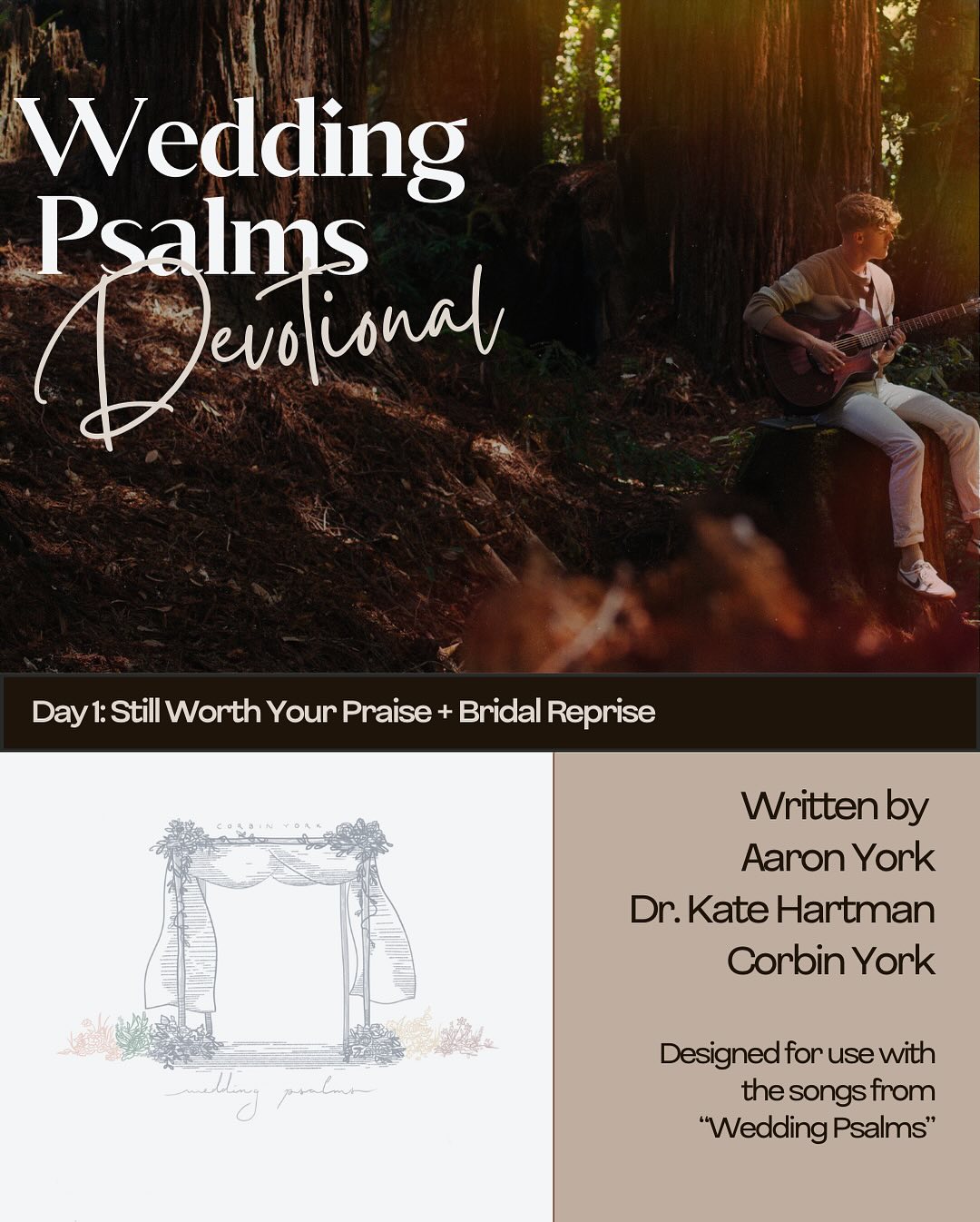 hey everyone! i’ve been SO blessed by the testimonies i’ve heard this last two weeks since “Wedding Psalms” released everywhere. praise God 😭
one of the things i’ve been most excited about since has been this devotional project. my prayer has been that these songs would serve and equip you in the secret place, but this devotional series is going to amplify that impact 10x through the precious insights & truths penned by my dad Aaron York & dear friend Dr. Kate Hartman.
i pray these help you abide deeply in the Lord. amen.