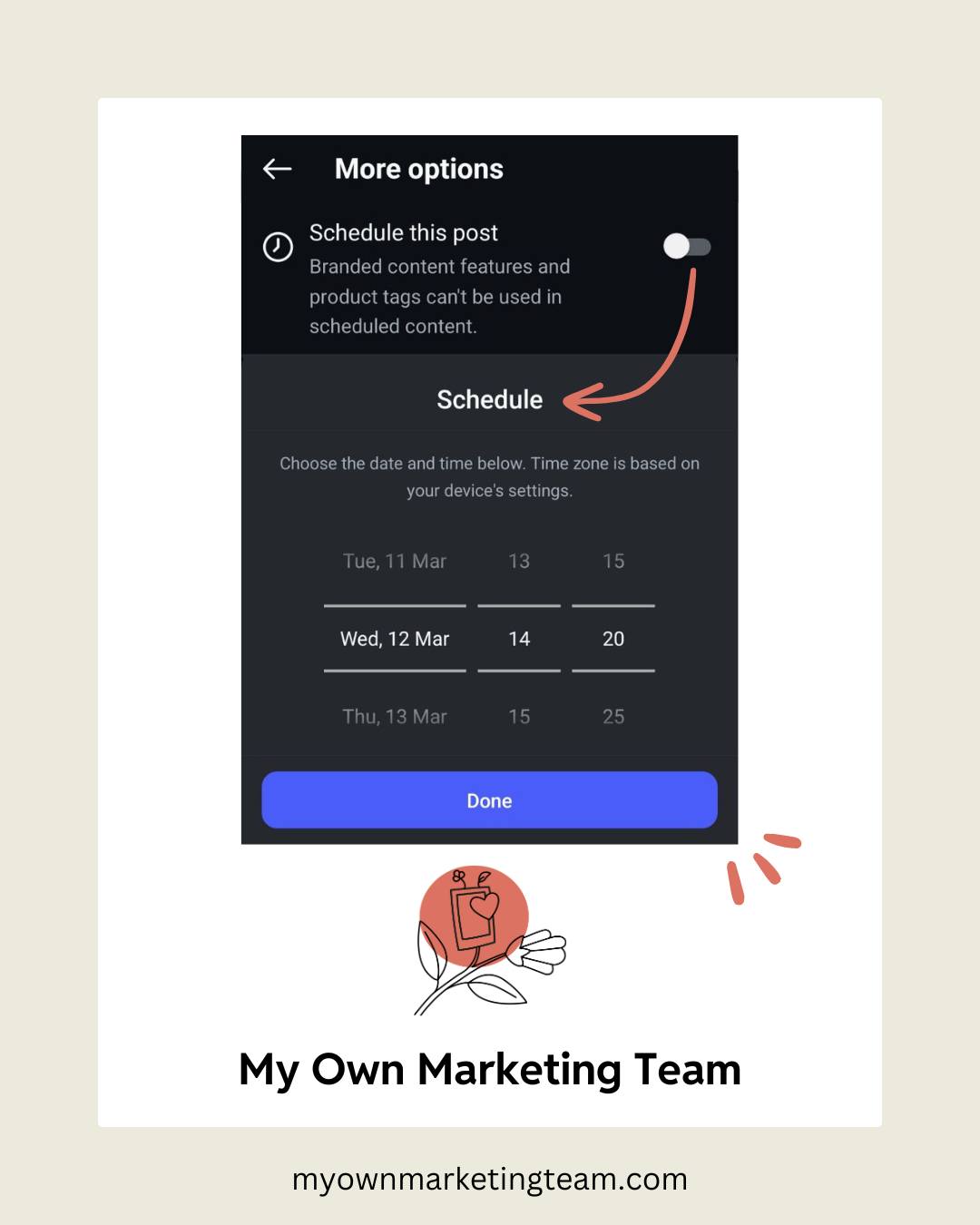🗓️ Scheduling posts is coming to Instagram. No more juggling third-party apps or setting reminders to post at the right time.
Before hitting 'Post', you’ll soon be able to schedule your content directly on Instagram—saving you time and effort.
💡 Consistency is key in social media marketing, and this feature makes it easier.
📢 Our Content Creation service ensures a steady flow of high-quality posts, keeping your profile active and engaging without the stress.
➡️➡️ Want a content plan that works? We can help.
www.myownmarketingteam.com