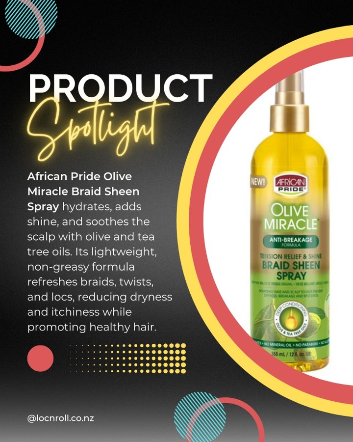 Refresh, shine, and nourish! ✨
African Pride Olive Miracle Braid Sheen Spray keeps your braids, locs, and twists hydrated and itch-free.
#HealthyHair #ProtectiveStyles #LocnRoll"