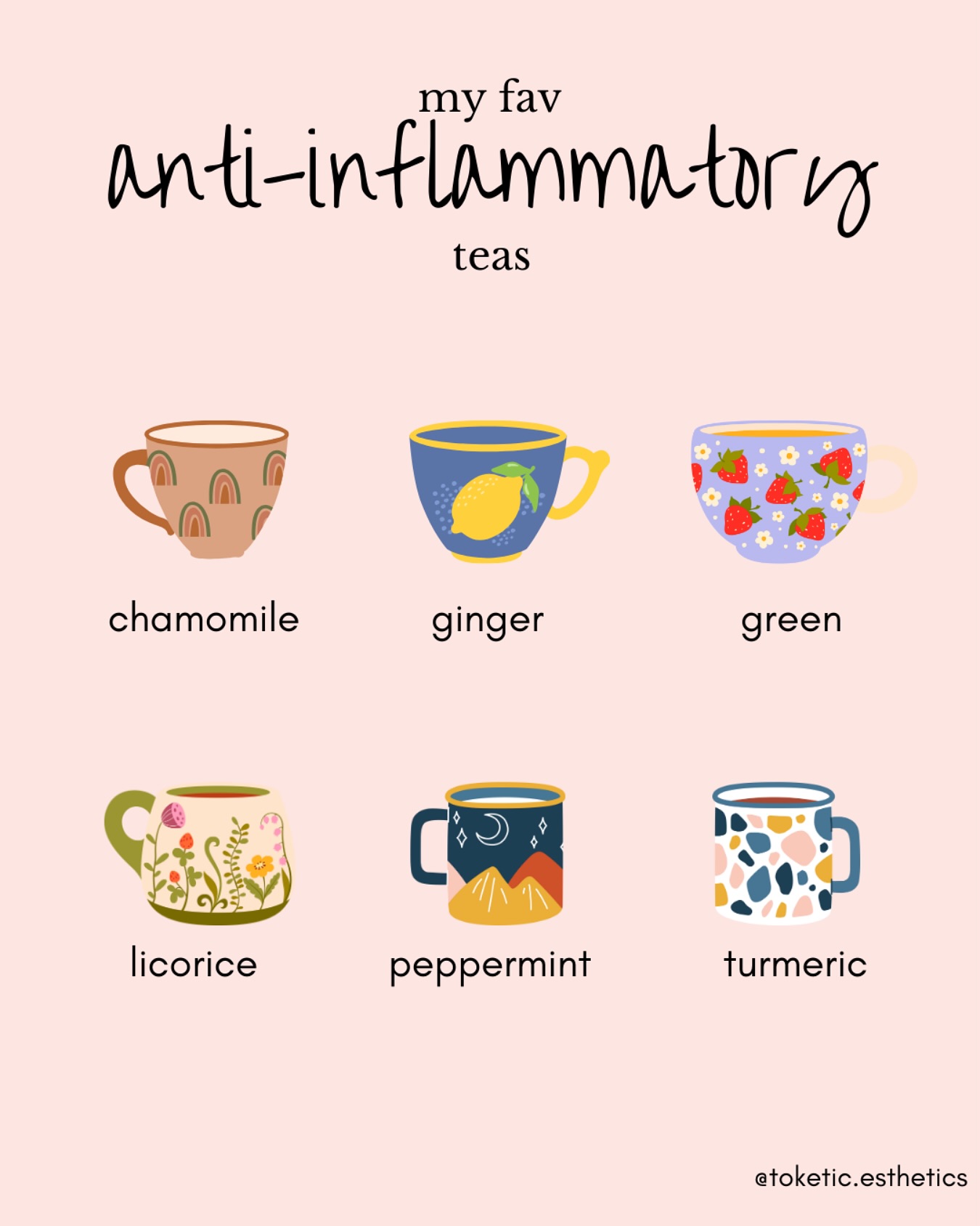 If you’re looking for an anti-aging hack, fill your cup with anti-inflammatory herbs! Tastes good, feels good, helps you age gracefully. That’s a win-win. ☕️🔥
🌿Each herb will have a unique makeup of anti-inflammatory compounds, but overwhelmingly these herbs can reduce inflammatory biomarkers & oxidative stress. The act of drinking tea itself can reduce inflammatory stress!
#antiaging #aginggracefully #herbal { holistic skincare, healthy lifestyle }