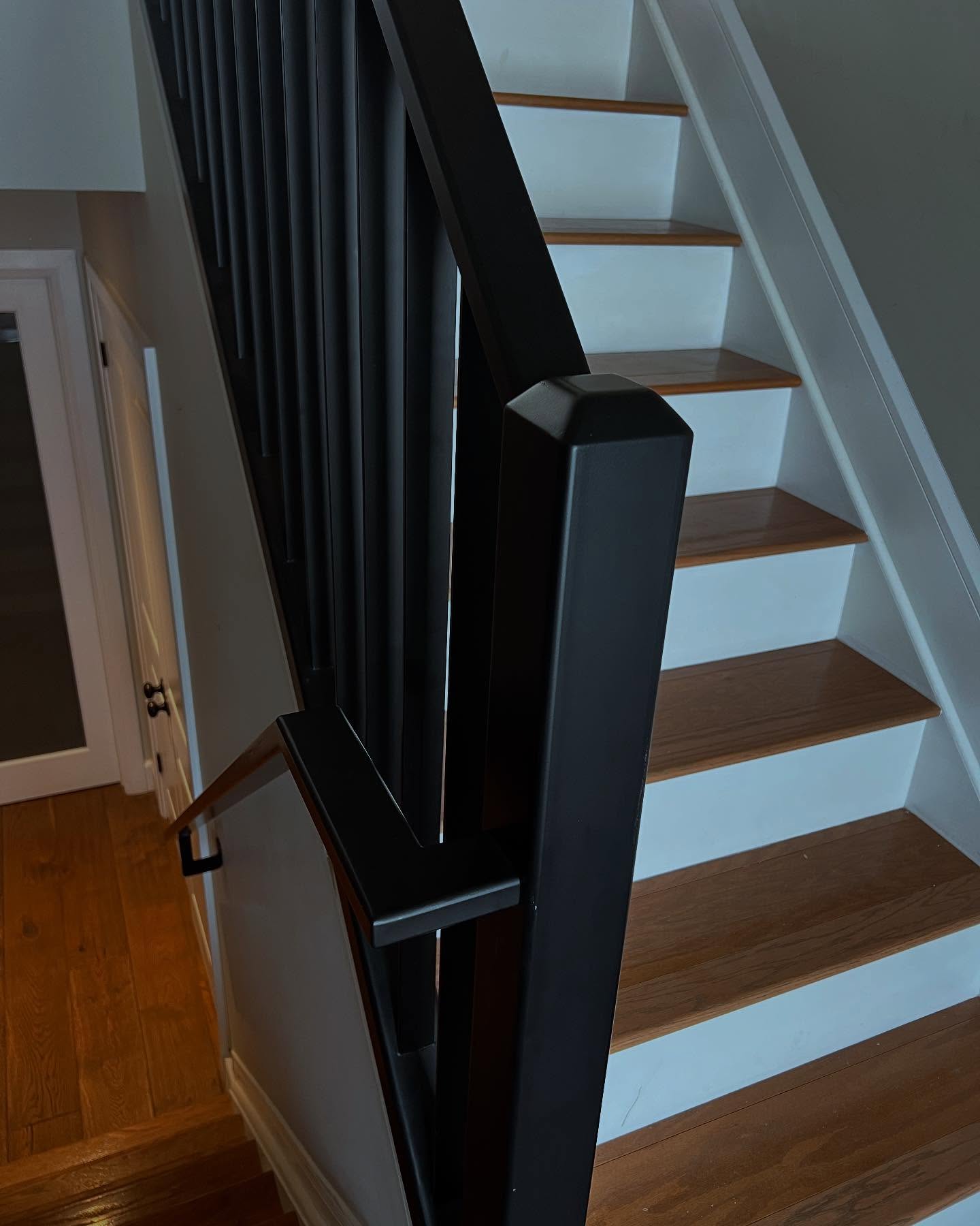 This one came out just perfect. We formed a custom channel to cover up the old ugly wood cap rather than pull it out and risk damaging the rest of the stringer and stairs. Crafty solution to tie it all together and make the customer happy!