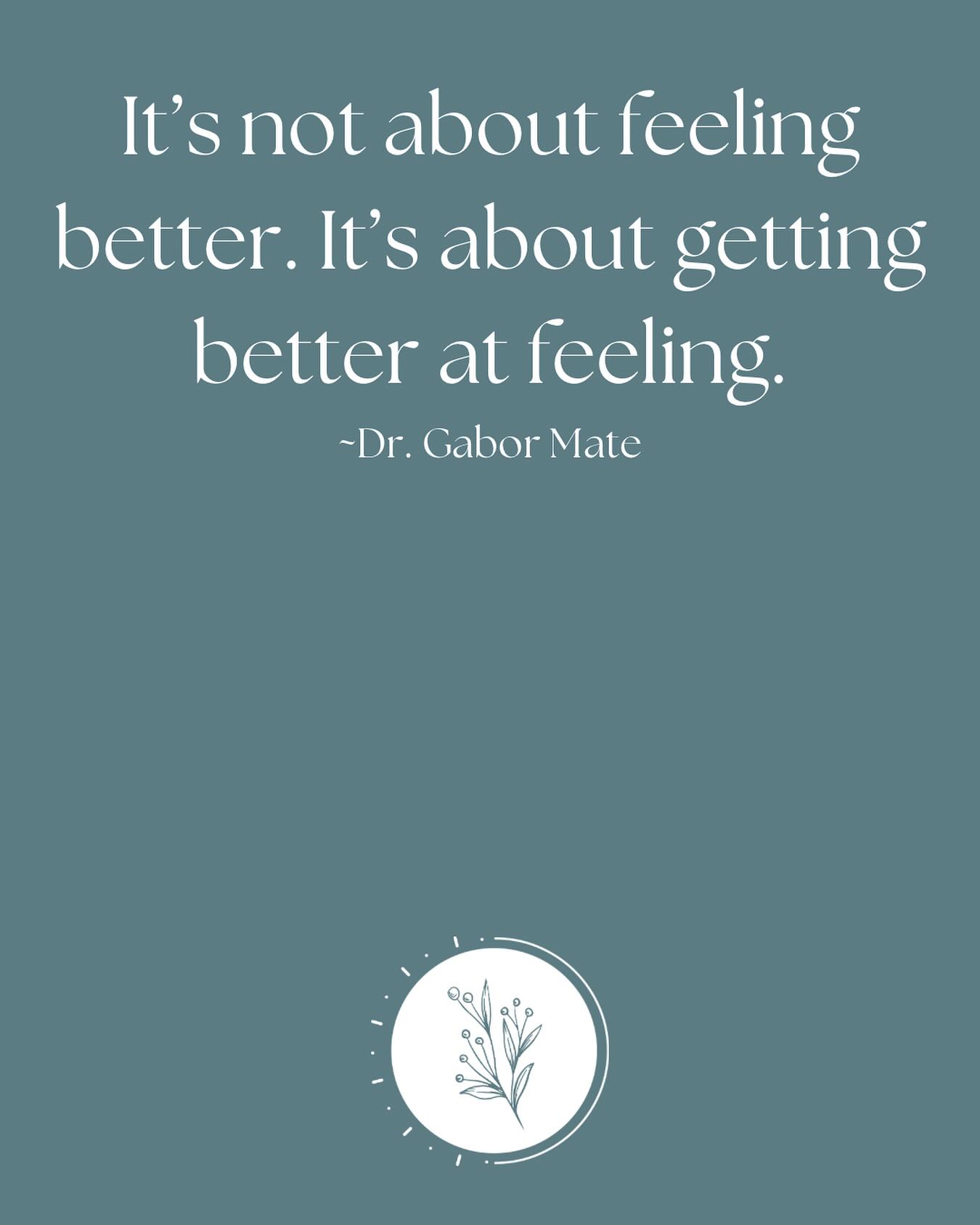 The goal of emotional and relational wellness is not being calm and peaceful. Our emotions can be messy and confusing and sometimes downright scary; however, they give us so much information about ourselves and aid in our connection in relationships. The goal is being able to experience the full spectrum of feelings(all of them…) and be able to tolerate them. Staying regulated and connected to self is the key 🔑 #solsticetherapyilm #realchangeispossible #wilmingtontherapy #emotionsareagift #allfeelingsarewelcome #gabormate