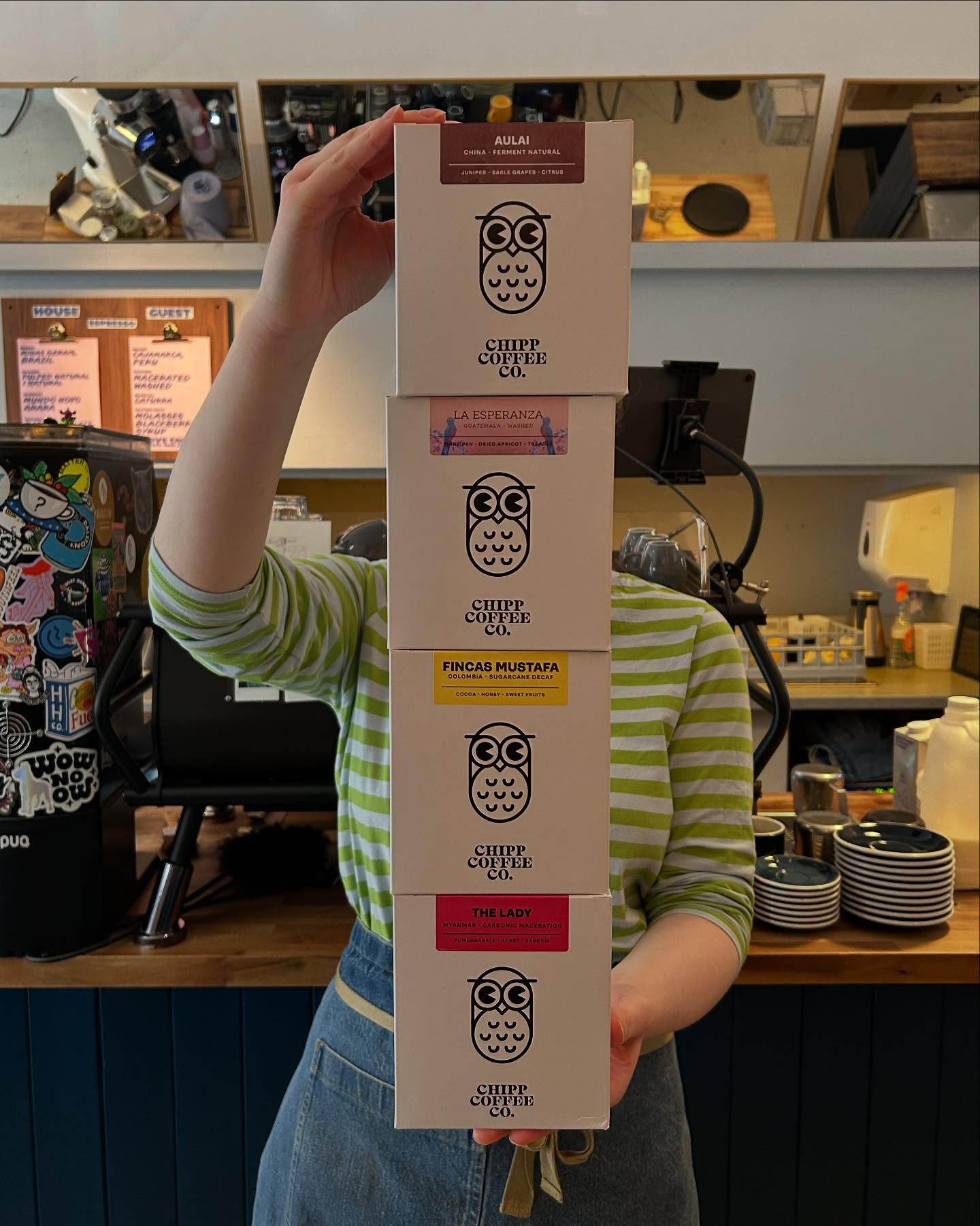 very happy to put it out there that we currently have the wonderful @chippcoffeeco on as our guest roaster. a real lovely lineup across the board on espresso, decaf, v60 and batch. all available on retail, here until it’s not.
ESPRESSO
Ywangan, Myanmar | Carbonic Maceration Natural | Red Catuai | Pomegranate, Sangria, Honey
DECAF
Risaralda, Colombia | Washed - EA Sugarcane Decaf | Castillo | Sweet Fruits, Cocoa, Honey
V60
Huehuetenango, Guatemala | Washed | Pacamara | Marzipan, Dried Apricot, Treacle
BATCH
Yunnanan Province, China | Juniper Ferment Natural | Catimor | Juniper, Sable Grapes, Citrus