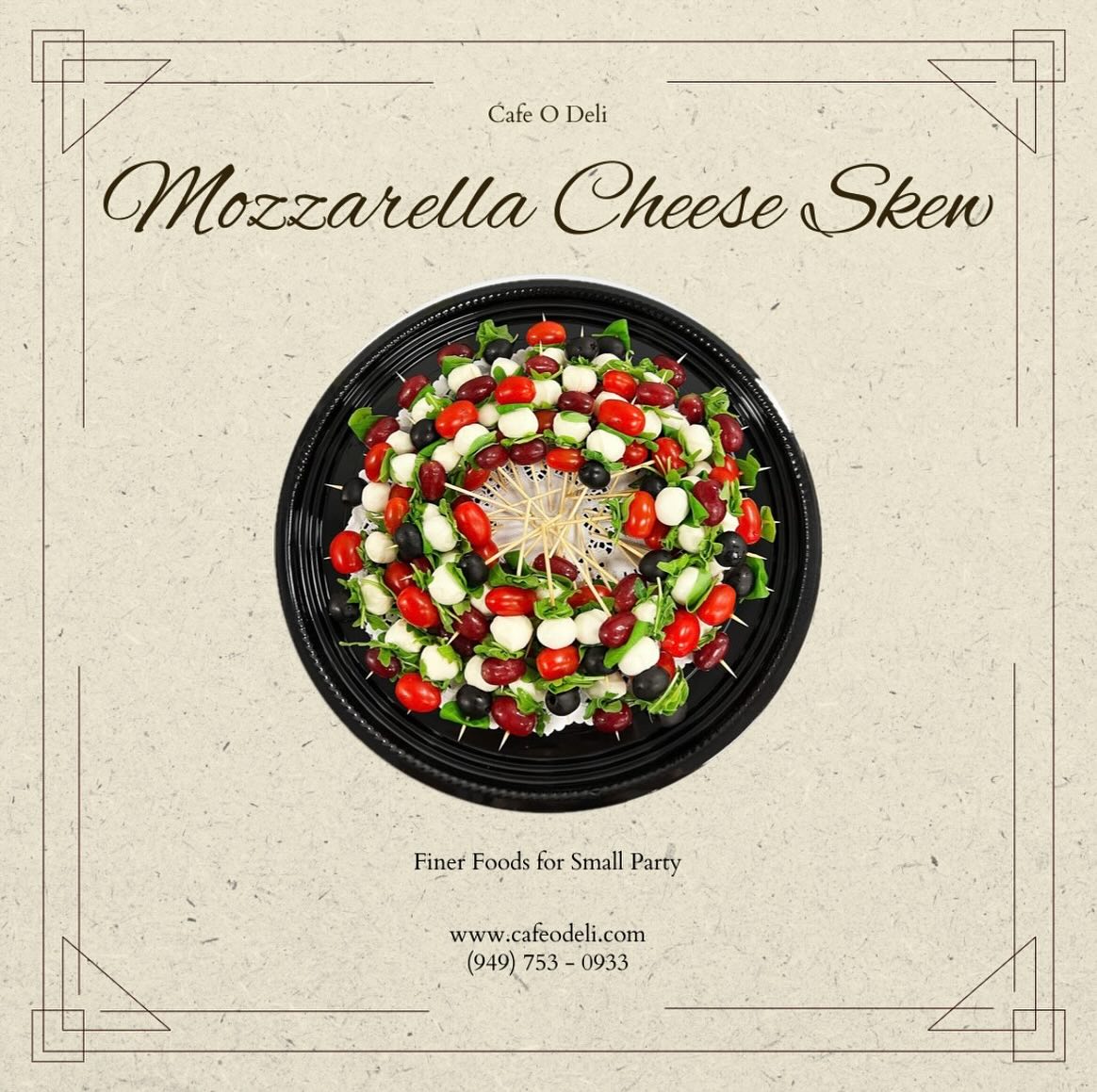 Finger Foods for Small Party
• Mozzarella Cheese Skew
• Prosciutto, Peach, Brie Cheese
• Tuna Wrap, Ham&Cheese Wrap
• Fig, Brie Cheese, Pecan
#cafeodeli #irvinecatering #irvinecafe #breakfast #lunch #catering