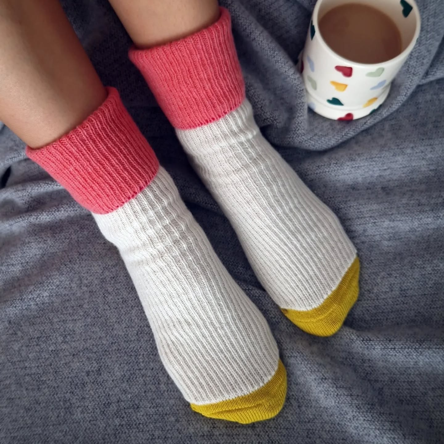 I've been meaning to take photos of these socks for a long time now, and I've finally managed to do it today.
These are knitting using 100% Lambswool, with a small amount of nylon in the heal and toe for durability. They are available in two sizes, S/M (UK size 4-6) and M/L (UK size 7-9), and come in two colourways. Lipstick pink and Piccalilli yellow, and Tahiti blue and Lime green.
The perfect cosy, comfie sock for snuggling up on the sofa 🤍
#woolsocks #socks #socklover #sockaddict #cosysocks #wool #woolisbest #lambswool #madeinscotland #scottishmaker #shopindependent #shopsmall #mothersday #perfectgift #giftsformum #buybetterbuyless #supportsmallbusiness
