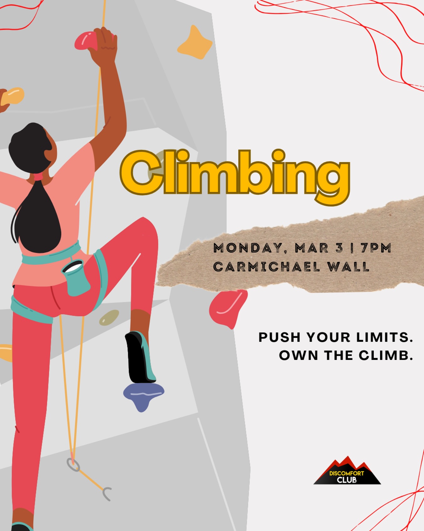 Join us for a challenge, community, and a chance to push your limits. No experience needed, just bring the energy!
🏔️
🏔️
🏔️
🏔️
🏔️
#climbing #indoorclimbing #rockclimber #rockclimbing #indoorrockclimbing #hobbies #discomfortzone #discomfortclub #ncstate #ncsu #ncstateoncampus #studentlife #college #collegelife #growth #community #raleighnc