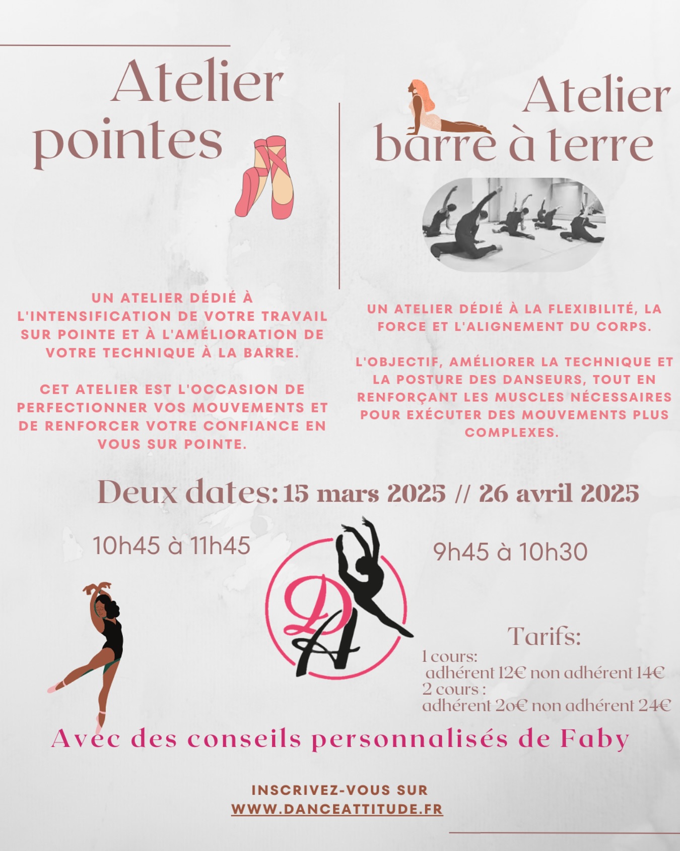 ✨Duo d’ateliers ✨
📆 Le Samedi 15 Mars et le Samedi 26 Avril
•L’un est dédié à l’intensification de votre travail sur pointe et à l’amélioration de votre technique.
•L’autre dédié à la flexibilité et à l’alignement de votre corps.
👇🏼 Inscrivez-vous dès maintenant sur le site www.danceattitude.fr 👈🏼 (lien en bio)
#septemeslesvallons #danse #choregraphy #danseuse #classique #modernjazz #marseille #workshop #lespennesmirabeau #dansemarseille #septemes #atelier