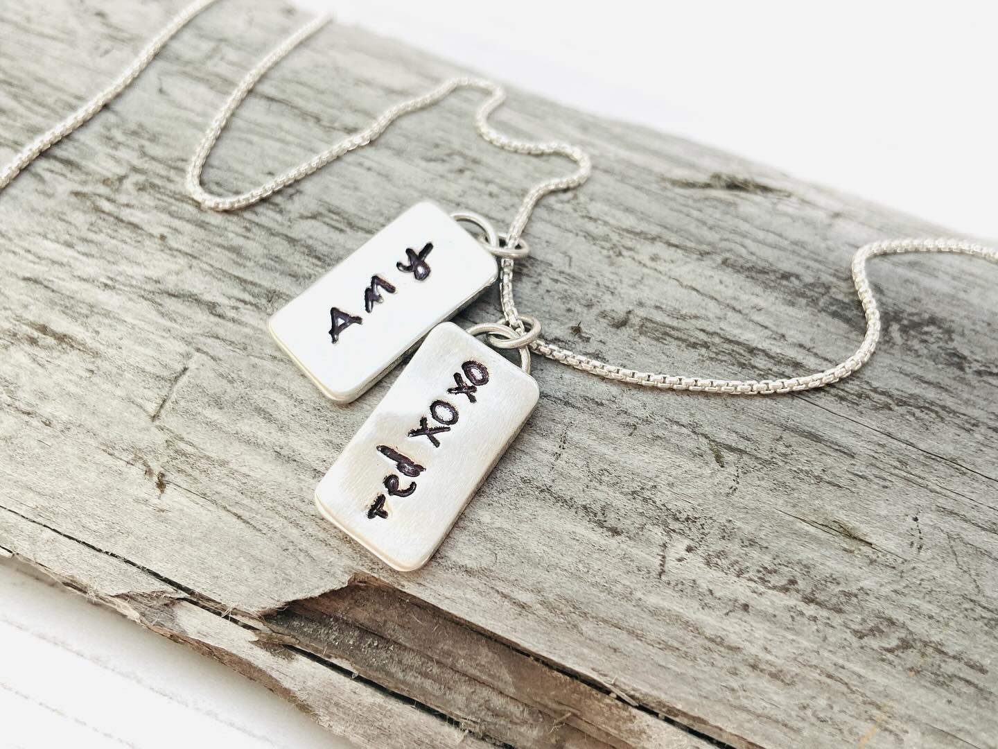“Doodles” hand written - Silver name necklace.
Brand new for 2025, your child’s hand written name, preserved forever as pure Silver jewellery!
Send us a pic of your written word or name, and we will directly transfer it into a stamp, which is then pressed into Silver, and crafted into a bespoke Silver name tag necklace for you to cherish forever.
The writing that you provide doesn’t have to be from a child...perhaps you have a precious letter with a signature that means the world?