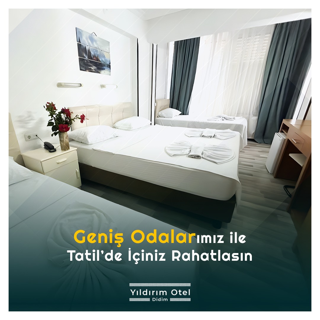 Yeni, geniş ve temiz odalarımız ile siz değerli misafirlerimizin tatil konforuna önem veriyoruz.
#didim #tatilbudur #yildirimotel #booking #ets #odamax #trivago #kusadasi