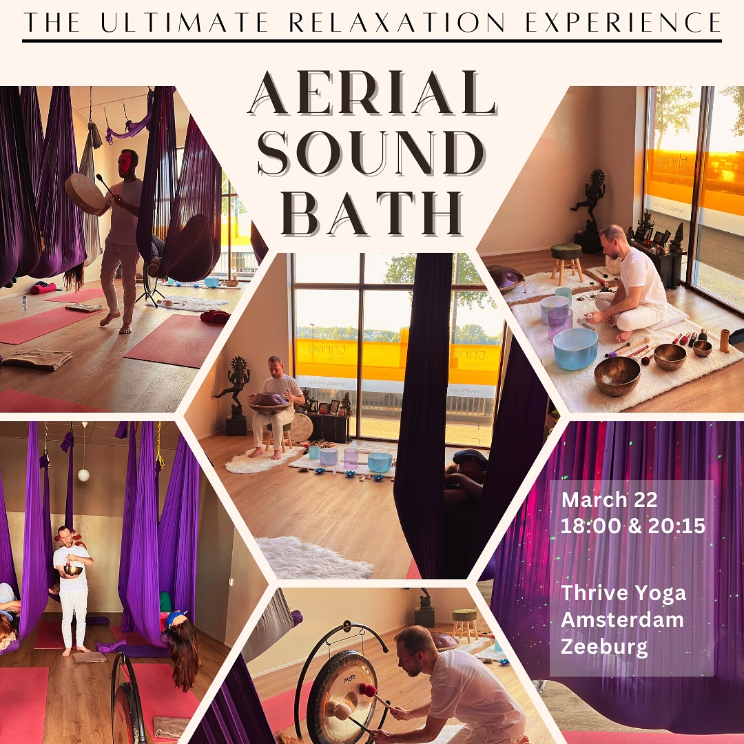 Jouw Me-time in maart tijdens de Aerial Sound bath!
Gun jezelf ultieme ontspanning tijdens een magische klankreis waarbij je wordt gedragen in de lucht ✨🪽🎶
Na de vorige uitverkochte sessies bieden we wederom 2 sessies achter elkaar aan. Boek snel jouw plekje!
Bij een Aerial Sound Bath mag je je laten dragen door hangmatten en een uniek gevoel van ontspanning ervaren waarin tijd, ruimte en zwaartekracht niet meer bestaan. Neem plaats in jouw eigen cocoon waar je in een meditatieve staat wordt geleid om te ontspannen, los te laten en te healen. De Aerial Sound Bath is een unieke ervaring waarbij de klanken van alle kanten door de ruimte heen worden ervaren.
Er wordt een veilige ruimte gecreëerd waar je kunt genieten van de helende klanken van Alchemy Crystal Singing Bowls gemaakt van puur kwartskristal vermengd met de beste edelstenen en edele metalen die specifieke genezende eigenschappen bevatten. Deze worden gecombineerd met Tibetaanse schalen, Handpan, Gong en veel meer instrumenten.
Bij het ontvangen van een klankbad word je begeleid van Beta/Gamma-hersengolven (wakkere, actieve staat) naar Theta/Delta-hersengolven (ontspannen, slaap staat). Hierdoor kunnen je lichaam en geest de spanning en emoties loslaten die jou tegenhouden. Omdat ons lichaam voor bijna 75% uit water bestaat en daardoor een uitstekende geleider is voor geluidstrillingen, zullen deze geluiden je begeleiden naar datgene wat op dat moment voor jou nodig is.
Voordelen van een Sound Bath:
* Ervaar rust in je lichaam
* Verlaagt stress, angst, depressie, spanning en pijn
* Activeert zelfgenezing in het lichaam
* Verwijdert emotionele blokkades
* Verdiept de verbinding met je intuïtie
* Verhoogt het bewustzijn en de mentale helderheid
Details:
Zaterdag 22 maart
Sessie 1 18:00 - 19:30
Sessie 2 20:15 - 21:45
Thrive Yoga - Studio Zeeburg (deur open 10 min van tevoren)
Beperkte plaatsen!
Prijs € 35 (€ 30 Thrive leden)
Deze sessie wordt ondersteund door Jo, de Aerial specialist bij Thrive Yoga. Met haar achtergrond in aerial yoga en acrobatics begeleidt zij je bij het vinden van de meest comfortabele ligpositie in de hangmat.
#Aerial #Floating #SoundBath #KlankBad #Klankschalen