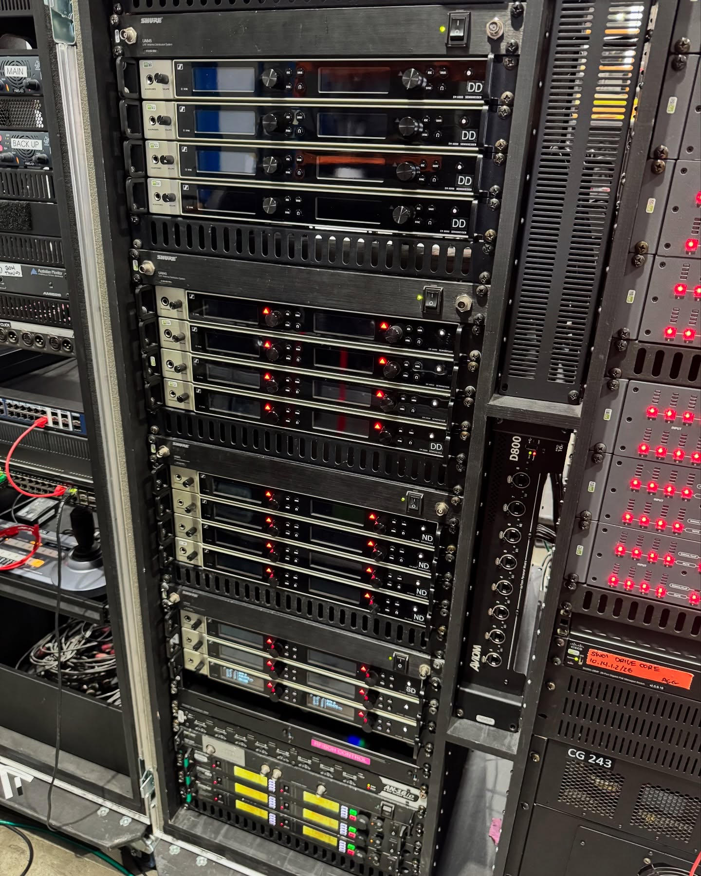 🌹With Hadestown Sydney well underway now, I can show you the build I did on this tours RF rack:
All gear from JPJ Audio here in Sydney
🎤 30x channels of Senny EM-6000
🎤 mini SK6212 beltpacks
🎧 6x Shure IEM Channels
📝 Key notes/ build facts:
• As always keep cables super tidy for easy troubleshooting back of rack.
• I don’t make up the spec of gear just build the rack, occasionally I will choose where the units sit in the rack if there isn’t a design already in place. 🎨
• I build rack schematics (if there isn't one) on all these designs so the operator can easily troubleshoot in a hurry. 🎨
• I always try to leave space for the units to breathe 💨
• If I’m putting lamps in the rack I will turn all the available lights on and colour match 👌🏽💡it’s about the small details too.
• I won’t use tape to group cables in the back of a rack I will use cable ties, as tape get very sticky once the rack has been on tour for 1+ years.
• I will label 🏷️ power plugs 🔌 for ease when troubleshooting
• I’ll also try and cable tie double stacked power supplies to the power board if there is room, so they don’t fall out. 🔒
AUSTRALIAN TOUR 🇦🇺
SYDNEY: Shows on now
MELBOURNE: from May 2025
#shureiem #sennheiser #theatre #liveevents #sk6212sennheiser
@jpjaudio @sennheiser @shure