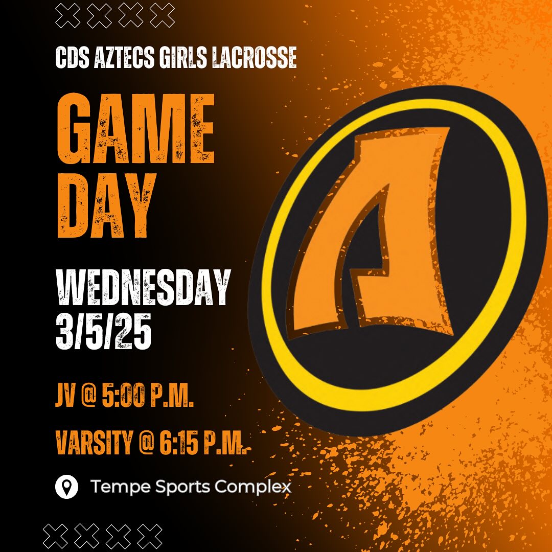 Come out and support our Lady Aztecs as they take on Salpointe!
JV game starts at 5:00pm
Varsity game starts immediately after at 6:15pm
Tempe Sports Complex Field 2
Go Aztecs! 🧡🖤🤍