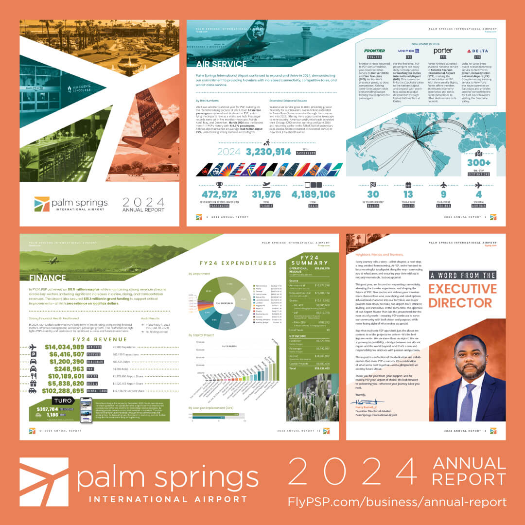 My first major project with the Palm Springs International Airport is out: 2024 Annual Report. An inspiring challenge and a dream team to work with. What more could you ask for? I’m truly blessed. Visit the link for the online flipbook. #graphicdesign #flypsp #krafixdesign