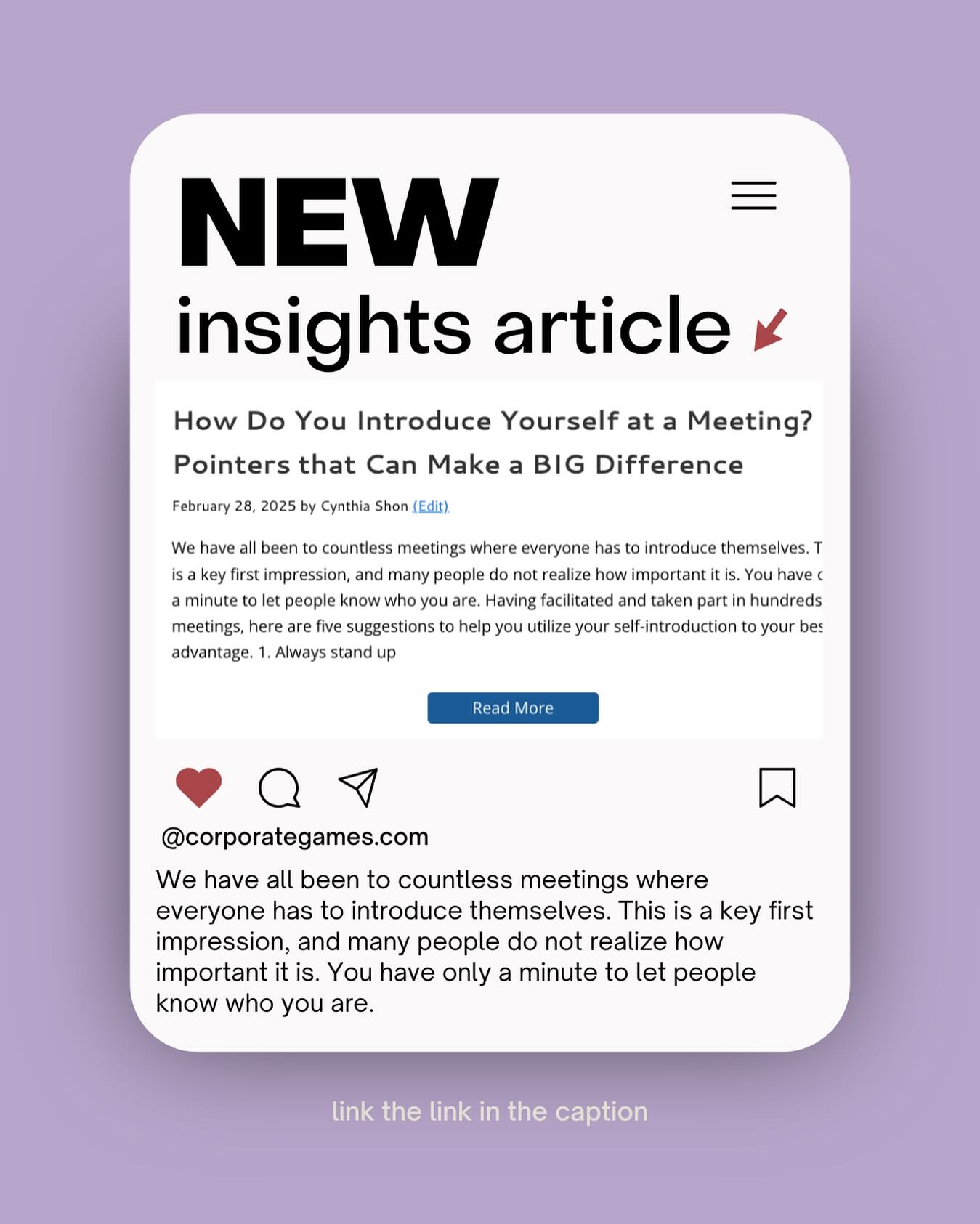 Visit the Team Building Insights page on the Corporate Games website to discover key strategies for making impactful and memorable introductions in meetings!
https://www.corporategames.com/team-building-insights/