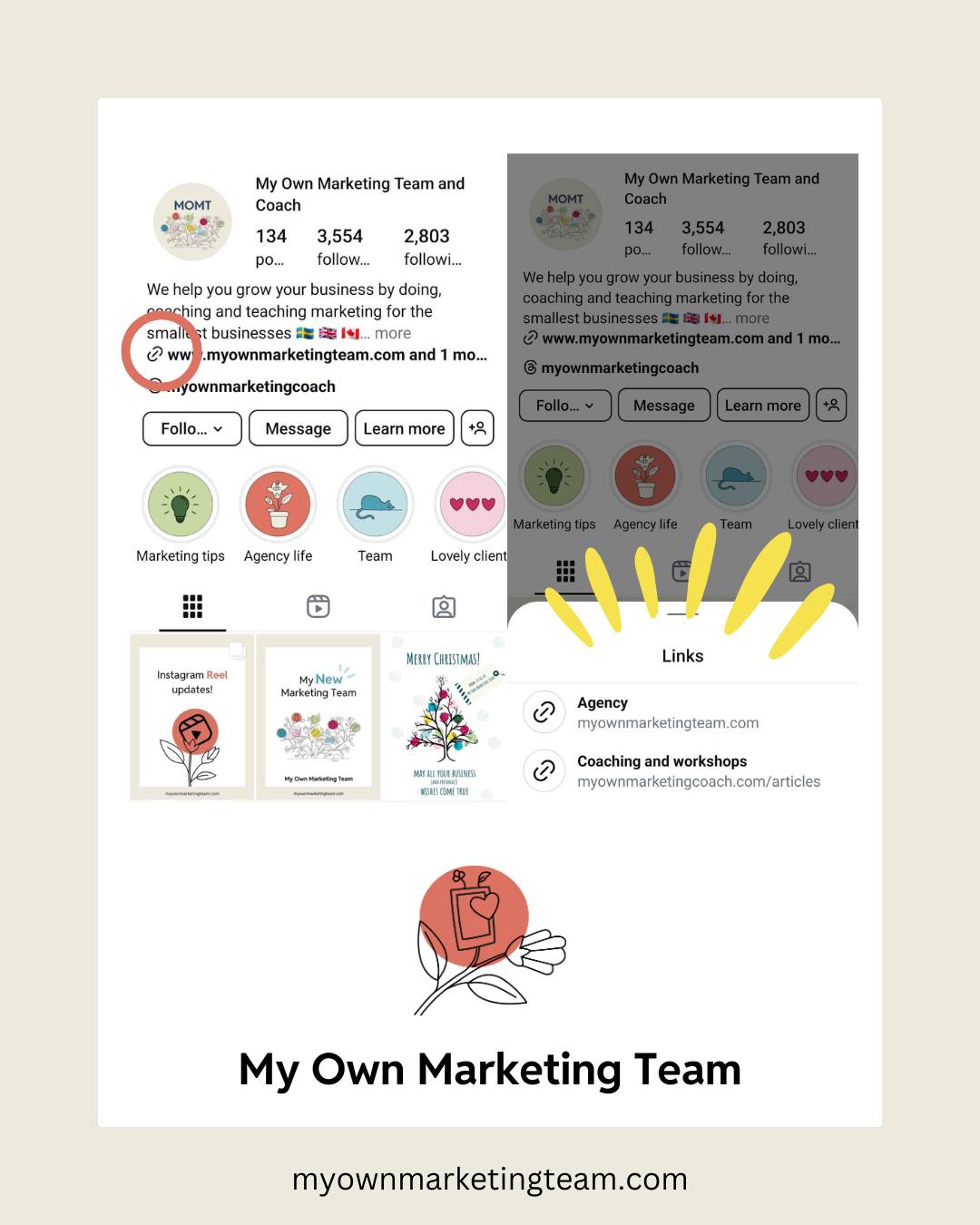 🔗 More links, more opportunities. Instagram now lets you add up to FIVE links in your bio.
No more choosing between your website, shop, booking page, or blog—now you can include them all.
💡 This small update can make a big difference in driving traffic to your business.
📢 Our Social Media Review helps you optimise your bio and links, ensuring they direct your audience exactly where you need them to go.
➡️➡️ Need a social media strategy that actually works? Let’s chat.
www.myownmarketingteam.com