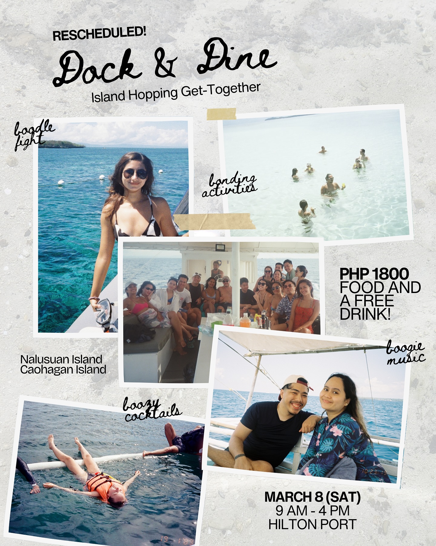 ๐๐๐๐๐๐๐๐๐๐๐ Island Hopping Mixer! ๐ฆ
Due to weather conditions, weโve decided to move our anniversary event to next week to ensure better and safer conditions for the perfect island hopping experience.
Thereโs still time to sign upโgrab your friends and celebrate with us. New schedule is up in our bio. Sign up now, and weโll ๐๐๐ ๐๐๐ next Sat instead ๐ซถ