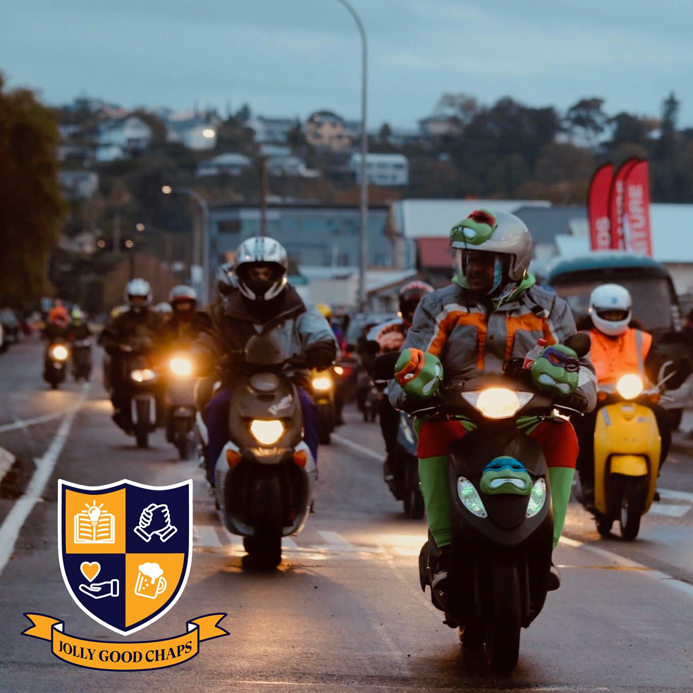 Wishing fair weather and a smooth ride to each and every one of the Jolly Good Chaps who tomorrow embark on their Grand Annual Napier to Wellington 50cc Scooter Challenge, raising funds while having fun.
Last year HaBYT were among the grateful recipients of some of these funds. Thank you for your mahi, chaps!
📸 Eddie Brain