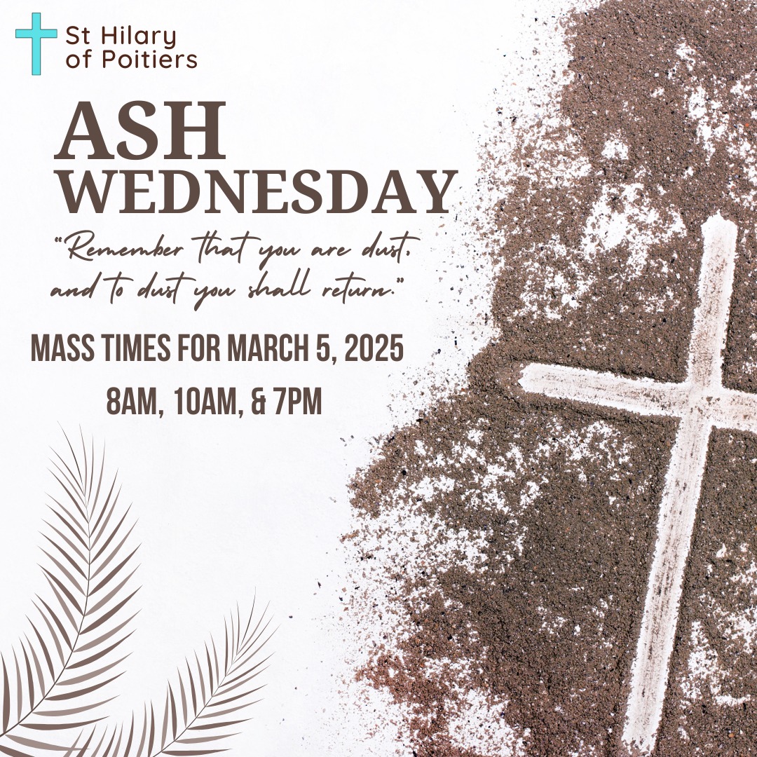 Lent begins on Ash Wednesday, this Wednesday March 5. Please join us at 8am, 10am, or 7pm.