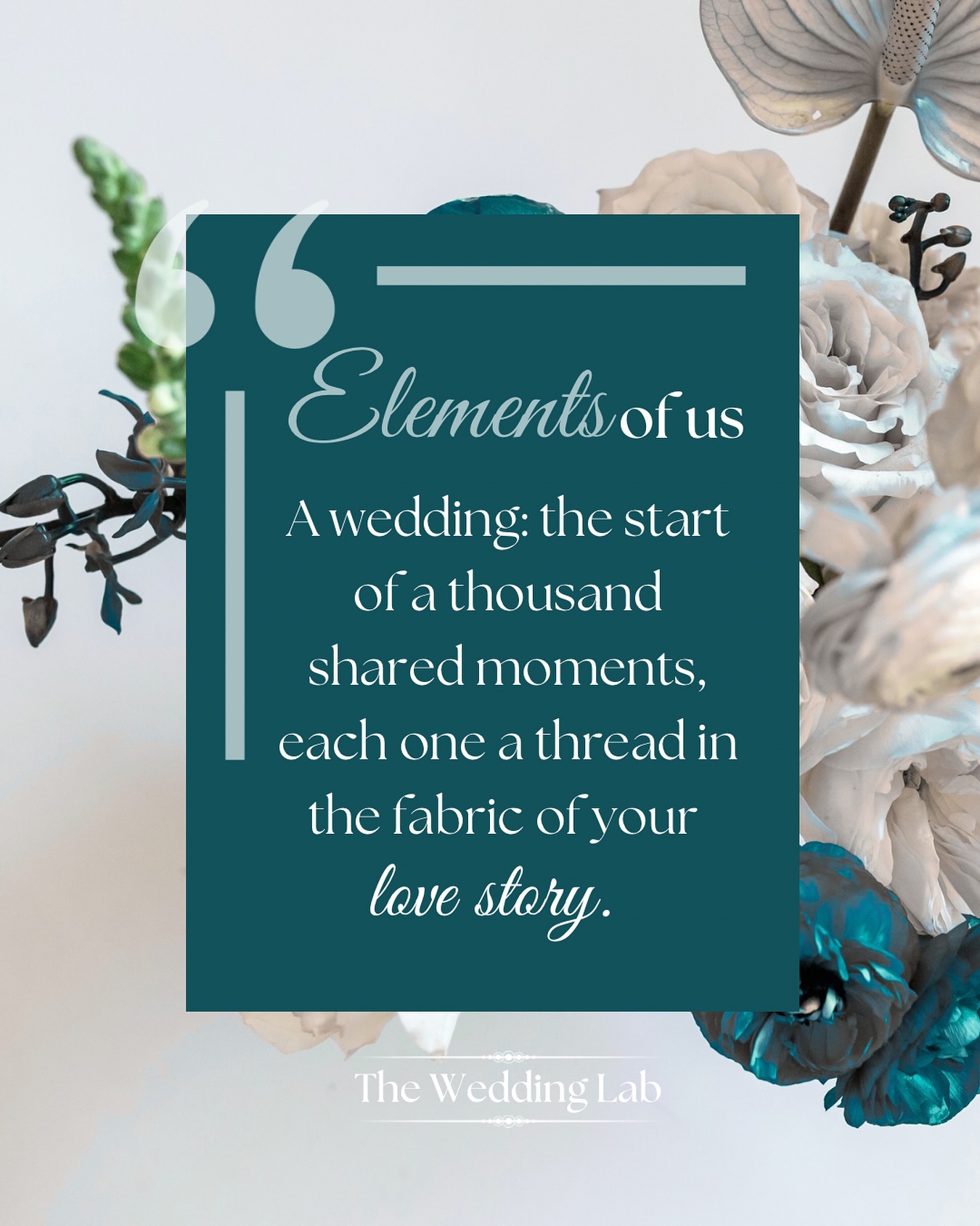 🧬 Elements of Us 🧬
“A wedding isn’t just the promise of forever; it’s the start of a thousand shared moments, each one a thread in the fabric of your love story.” – The Wedding Lab
💍 At The Wedding Lab, we believe your wedding day is just the beginning of a beautifully woven life together. We’re here to make sure every detail reflects the story you’re creating—one moment at a time.
📩 Ready to bring your vision to life? Let’s chat!
theweddinglab.ca | theweddinglabcanada@gmail.com | or through our DMs