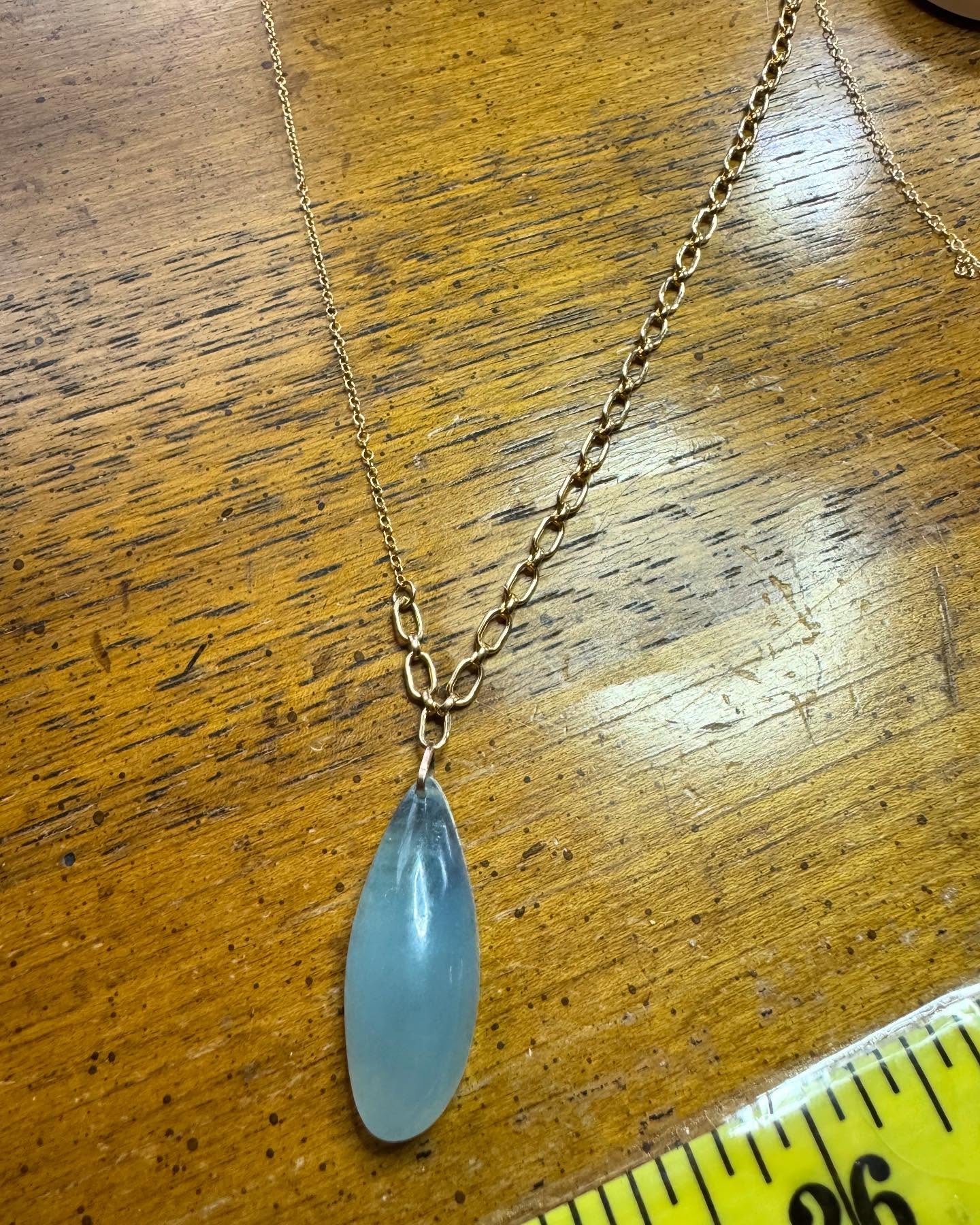 Look at this HUGE aquamarine! This - or - That: dainty chain or more faceted aquamarine? VOTE below!! Either way it will be an asymmetrical stunner! #milwaukeemade #handmadejewelry #milwaukeejeweler