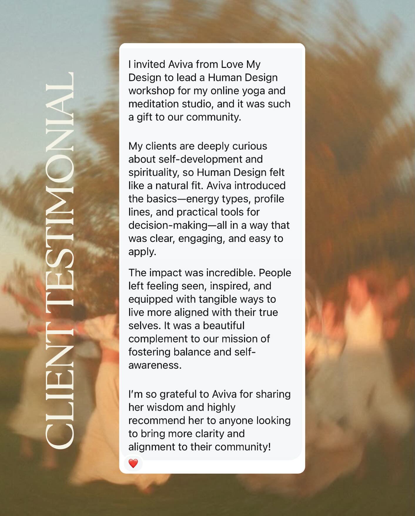 Running group Human Design workshops is one of my absolute favourite things—there’s something so powerful about exploring self-awareness in a shared space ✨
I’m so grateful for the chance to bring this work to incredible communities. Helping people feel seen, understood, and empowered with practical tools for alignment is truly the best part of what I do.
If you’re looking to bring Human Design to your team, group, or community, I’d love to chat! DM me or email aviva@lovemydesign.com to learn more 💫
.
.
.
#humandesign #humandesignsystem #humandesigncoach #humandesignreader #humandesignworkshop #wellnessworkshop #holisticwellness #selfawareness #selfempowerment #selfimprovement